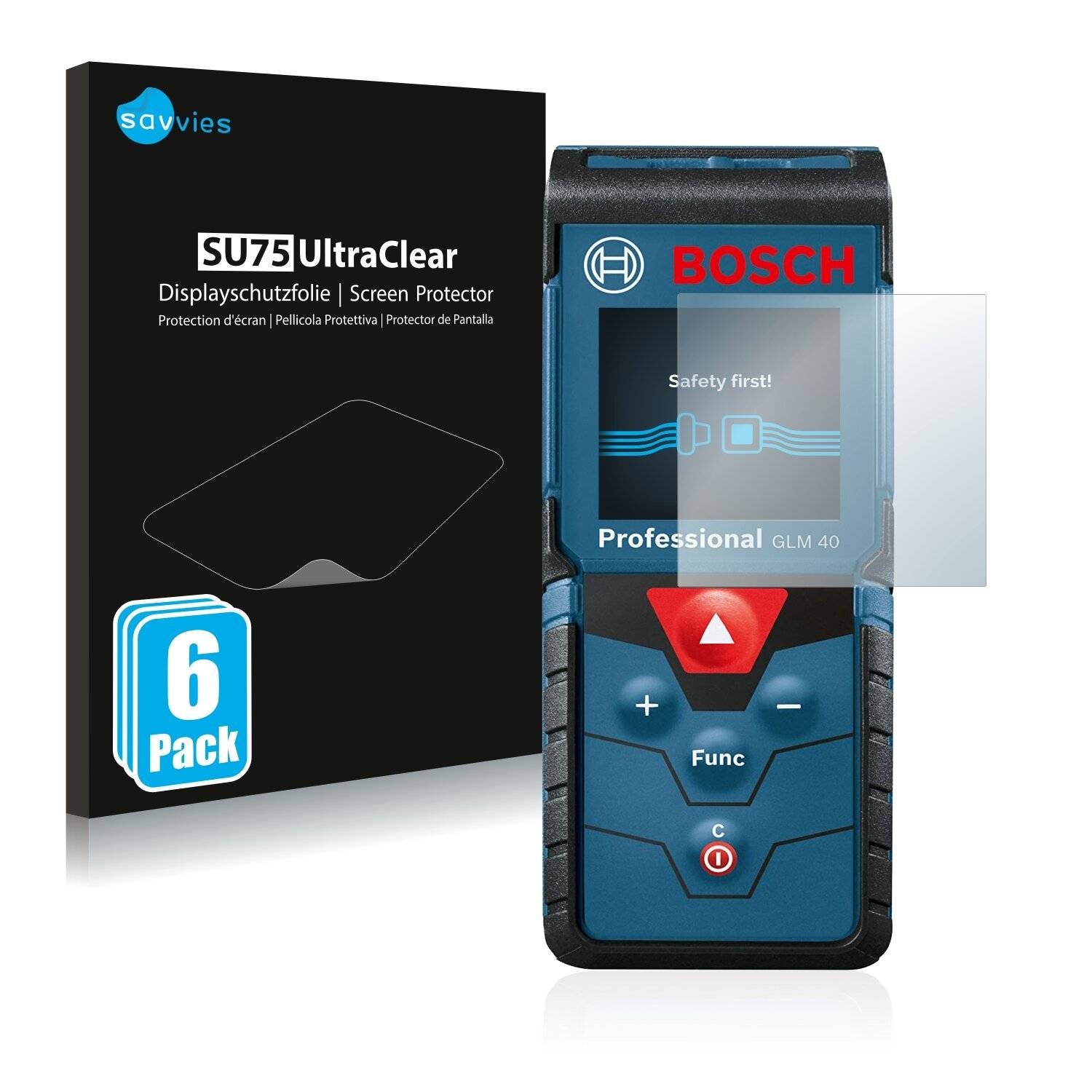 6x Savvies SU75 Displayschutzfolie für Bosch GLM 40