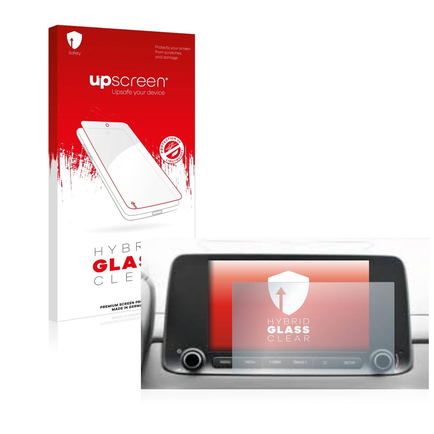 upscreen Hybrid Glass Clear Premium Schutzglas Folie für Hyundai Kona 2021 Infotainment