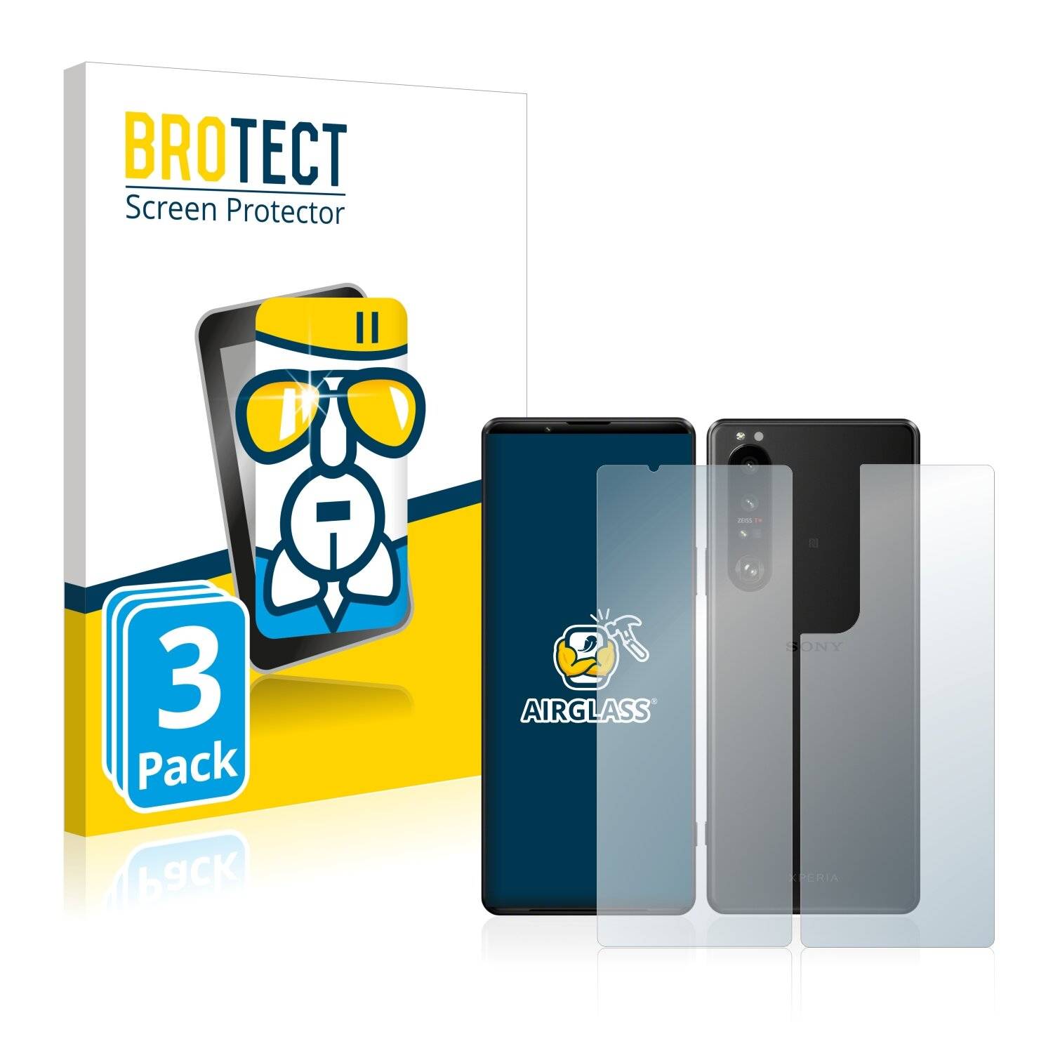 3x BROTECT AirGlass Schutzglas Folie für Sony Xperia 1 III (Vorder +