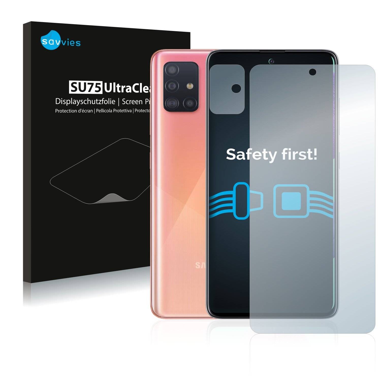 18x Savvies SU75 Displayschutzfolie für Samsung Galaxy A51 5G (Vorderseite +