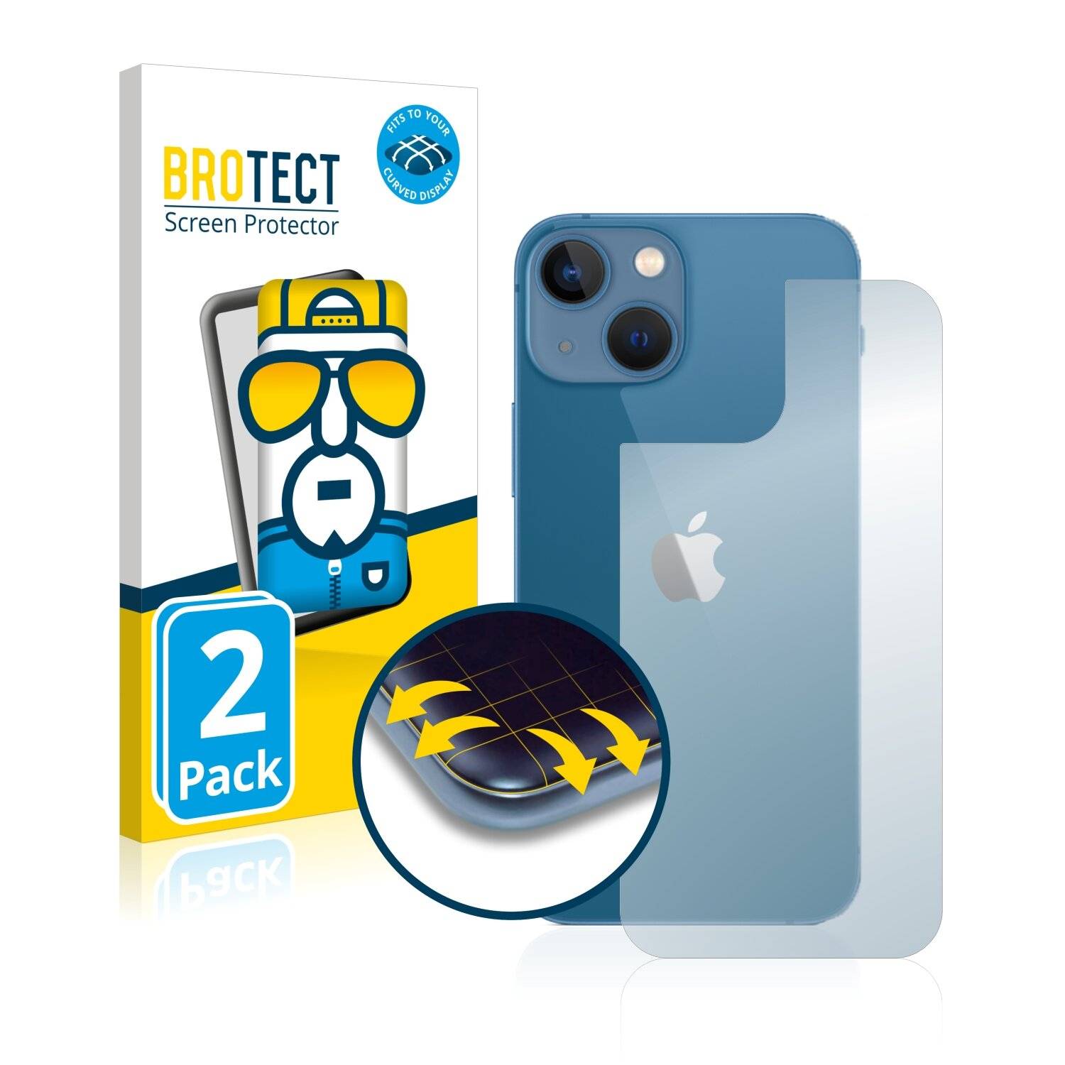 2x BROTECT Flex Full-Cover Displayschutzfolie für Apple iPhone 13 mini
