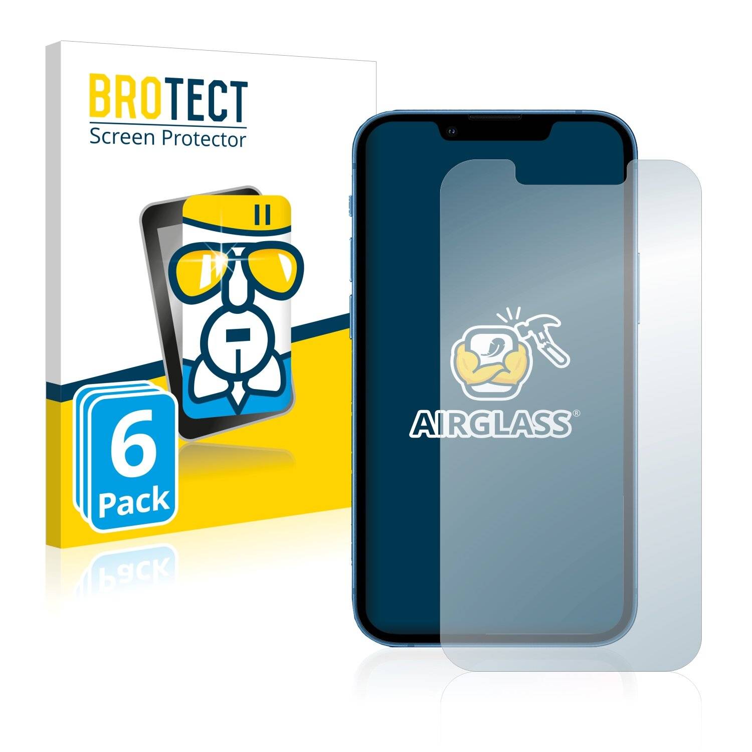 6x BROTECT AirGlass Schutzglas Folie für Apple iPhone 13