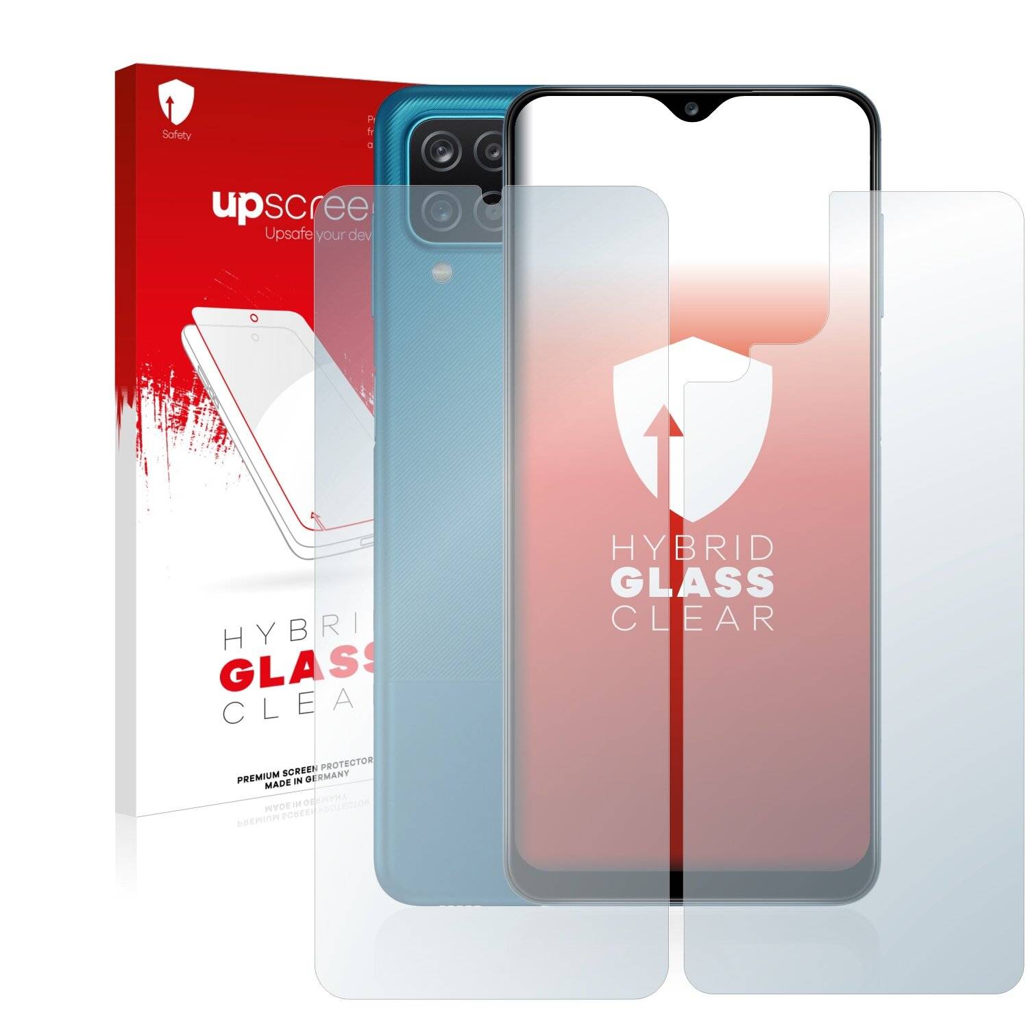 upscreen Hybrid Glass Clear Premium Schutzglas Folie für Samsung Galaxy A12 (Vorder +