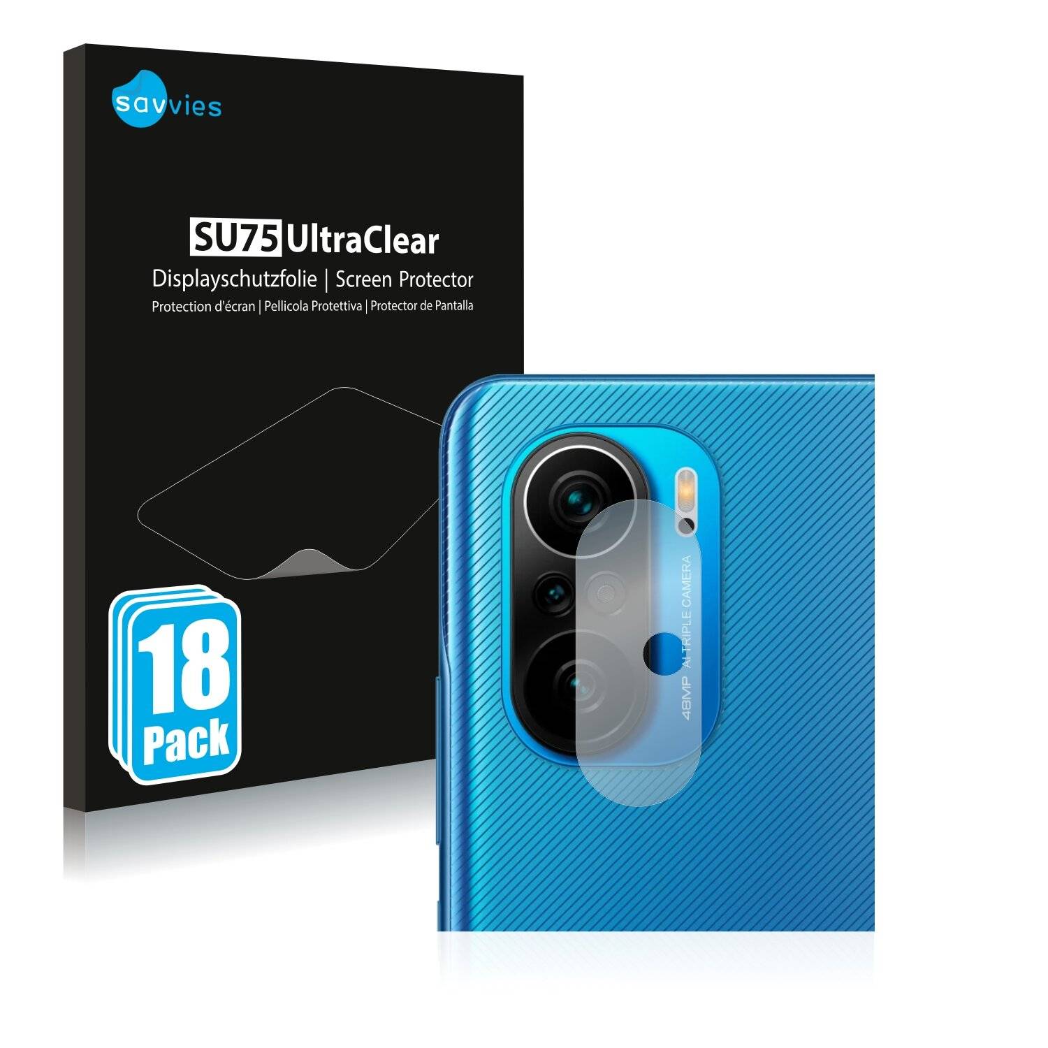 18x Savvies SU75 Displayschutzfolie für Xiaomi Redmi K40 (NUR