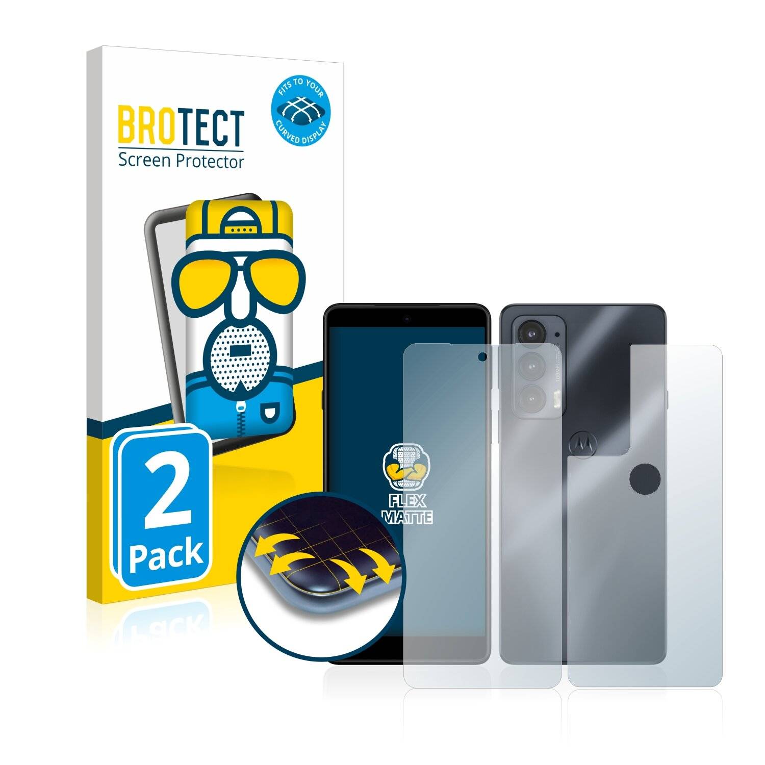 2x BROTECT Flex Matte Full-Cover Displayschutzfolie für Motorola Edge 20 (Vorder +