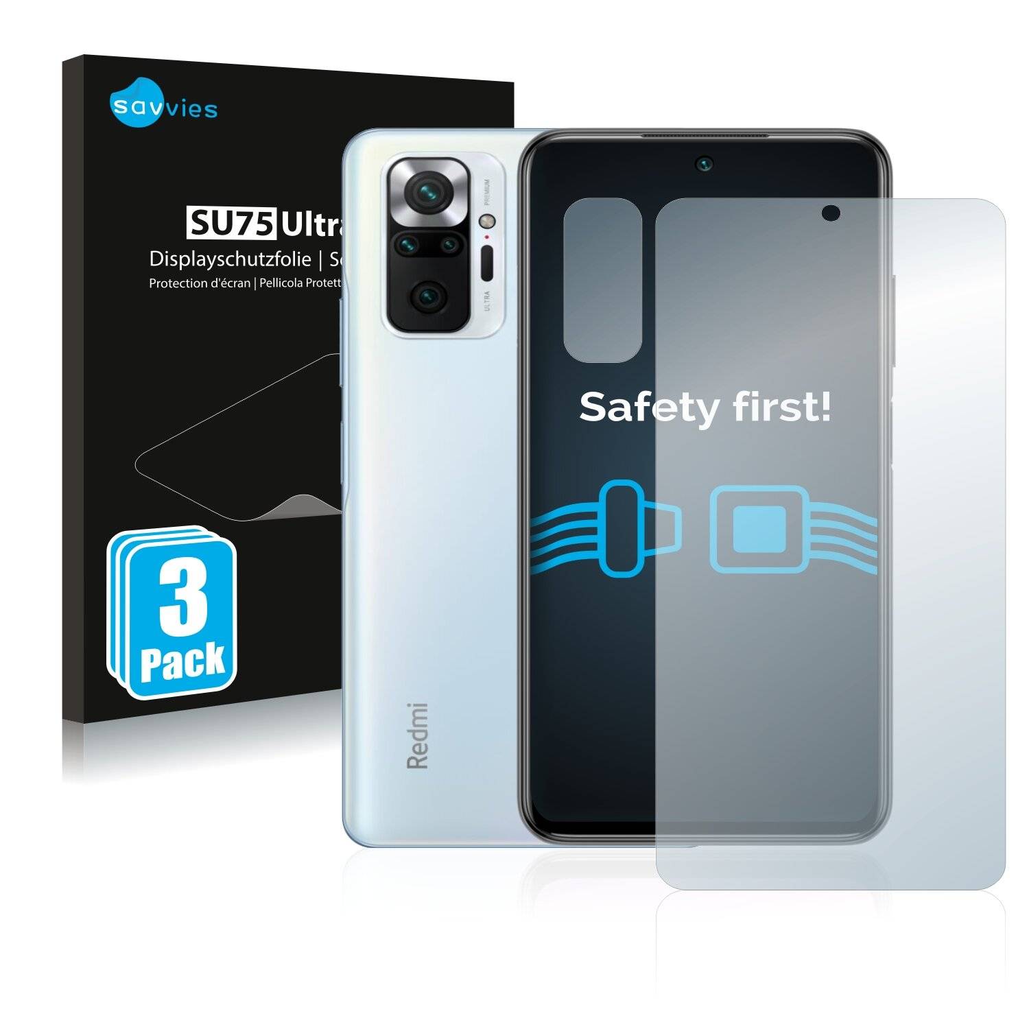 6x Savvies SU75 Displayschutzfolie für Xiaomi Redmi Note 10 Pro (Vorderseite +