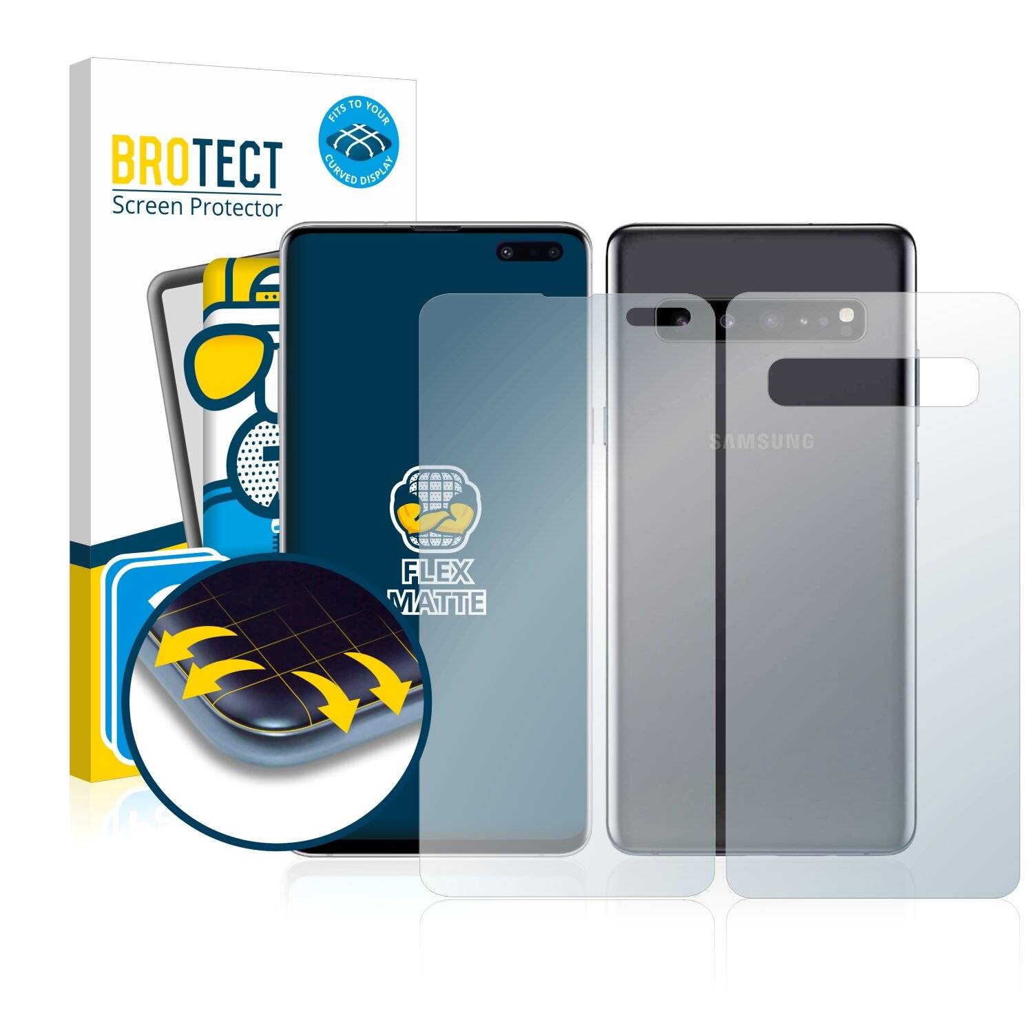 2x BROTECT Flex Matte Full-Cover Displayschutzfolie für Samsung Galaxy S10 5G (Vorder +
