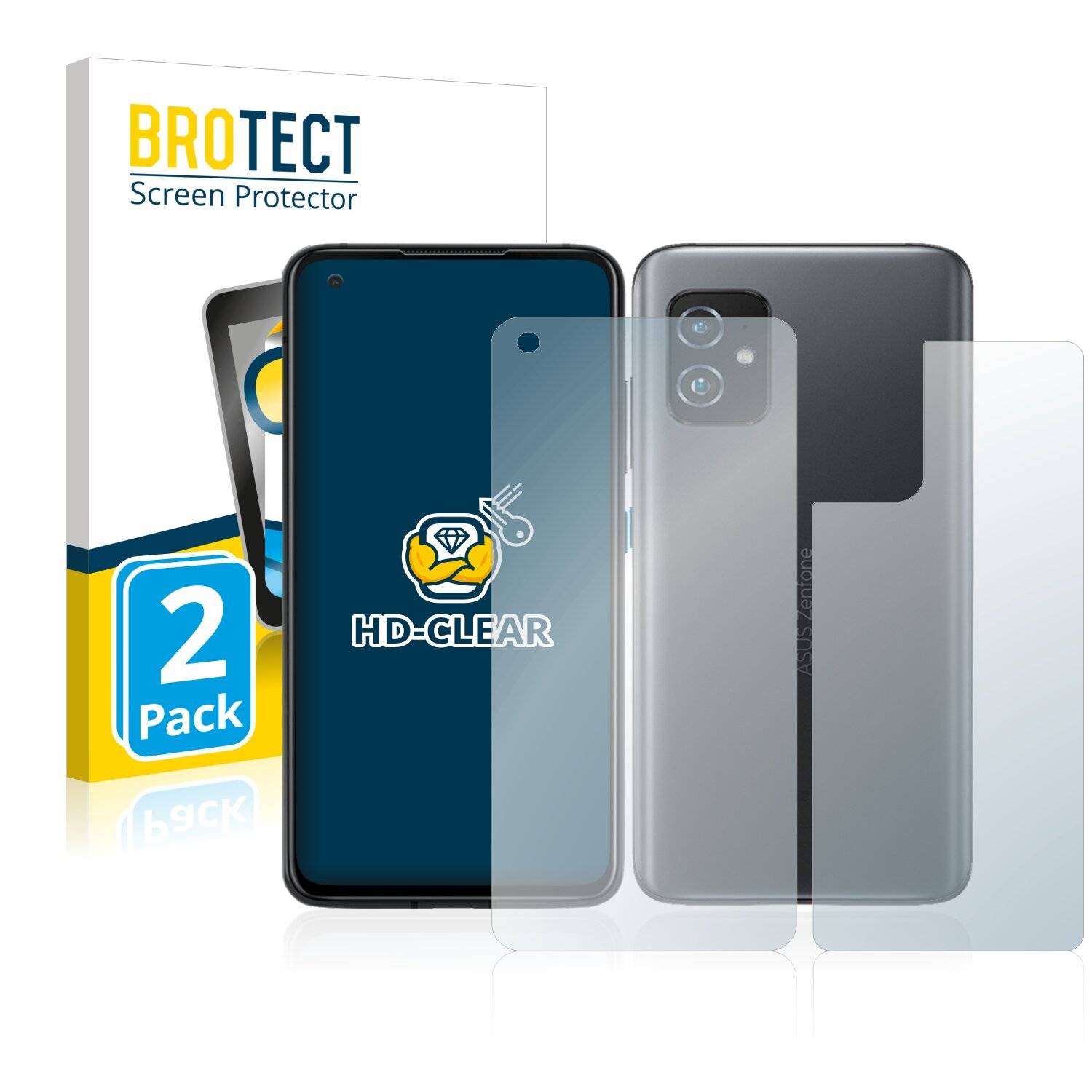 2x BROTECT HD-Clear Displayschutzfolie für Asus ZenFone 8 (Vorder +