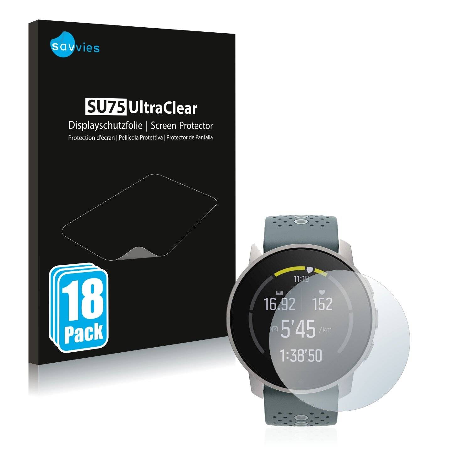 18x Savvies SU75 Displayschutzfolie für Suunto 9