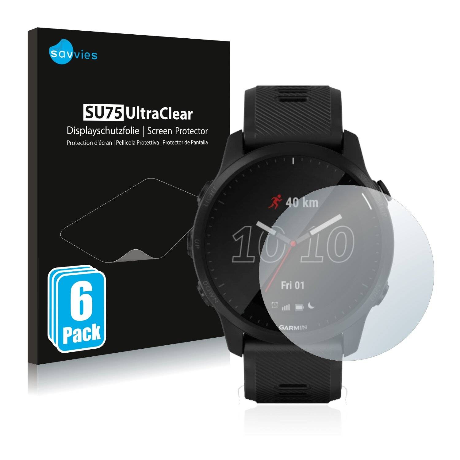 6x Savvies SU75 Displayschutzfolie für Garmin Forerunner 945