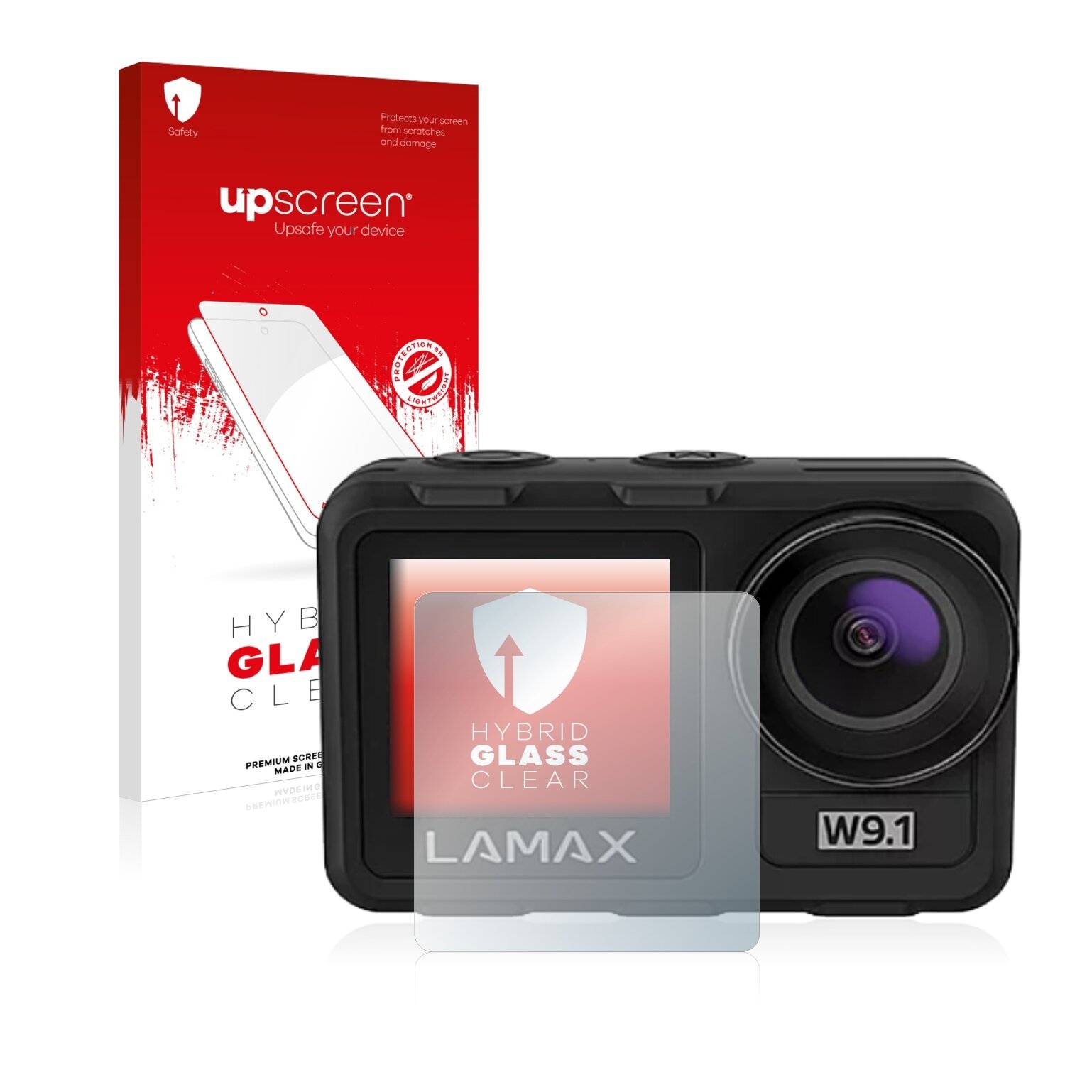 upscreen Hybrid Glass Clear Premium Schutzglas Folie für Lamax W9.1 (Vorderes
