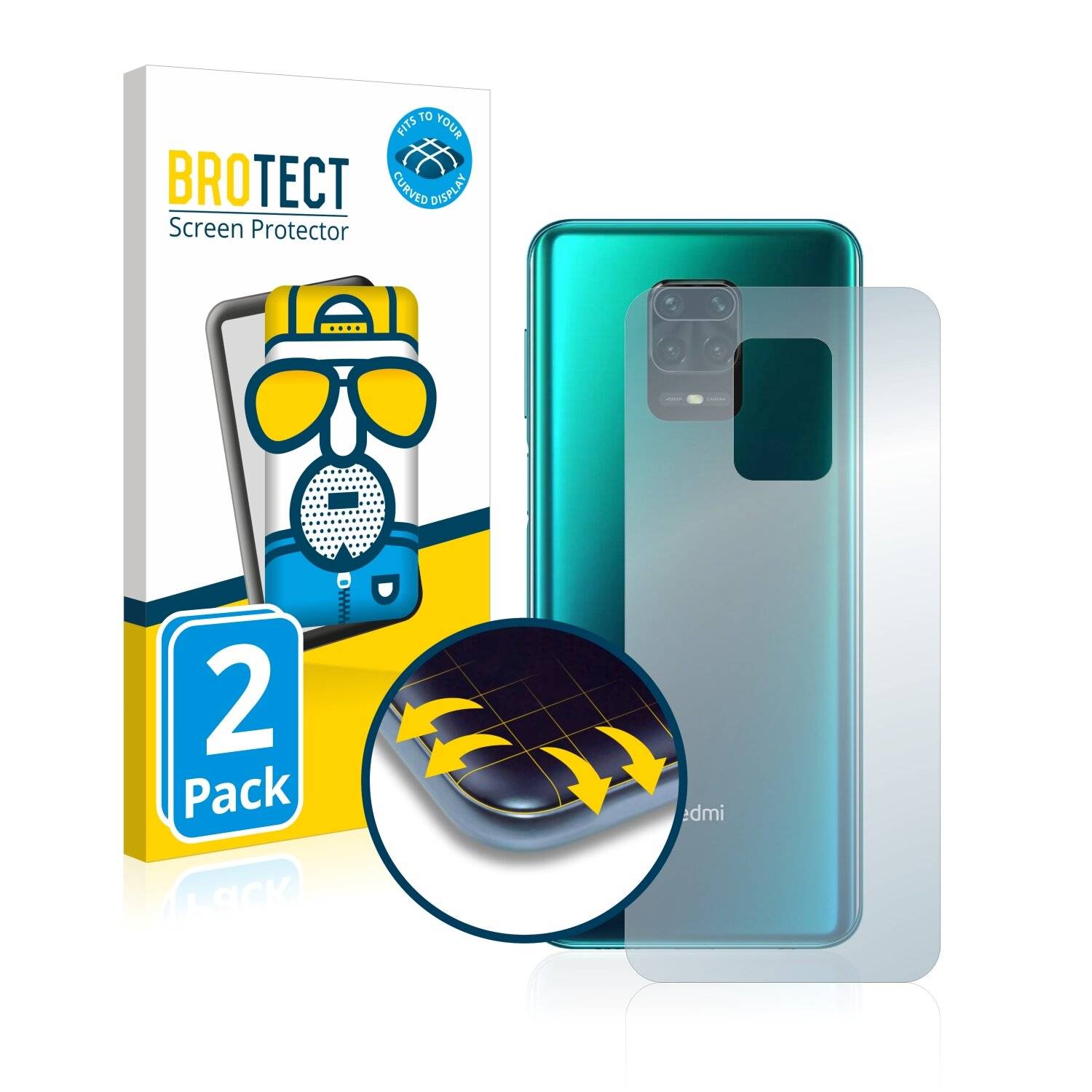 2x BROTECT Flex Matte Full-Cover Displayschutzfolie für Xiaomi Redmi Note 9 Pro
