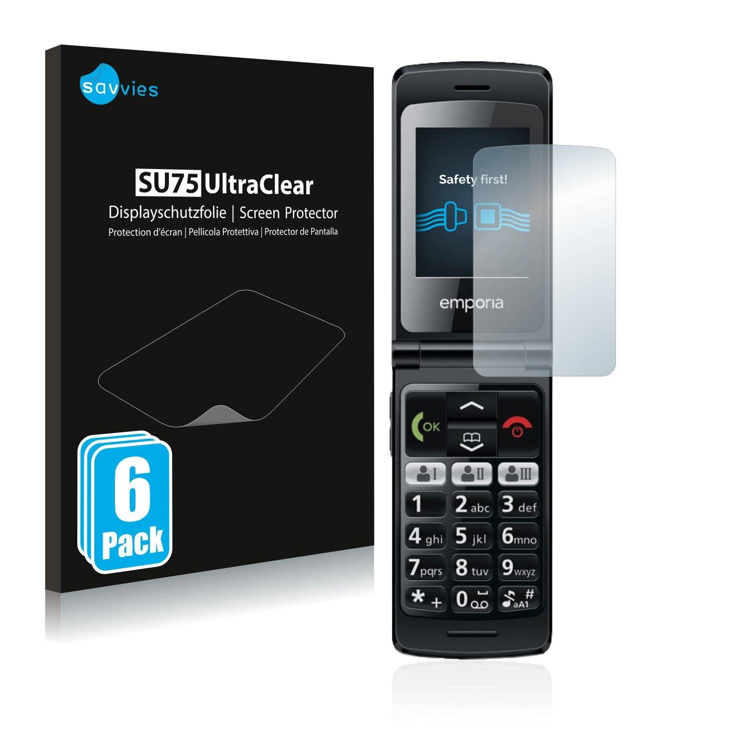 6x Savvies SU75 Displayschutzfolie für Emporia