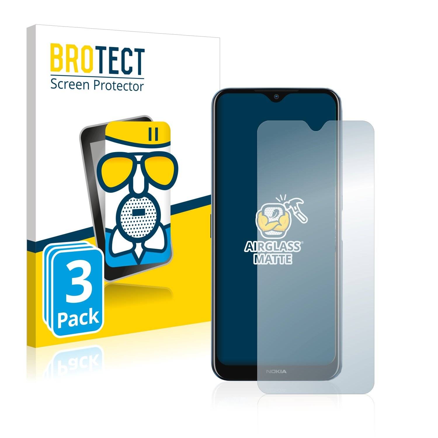 3x BROTECT AirGlass Matte Schutzglas Folie für Nokia