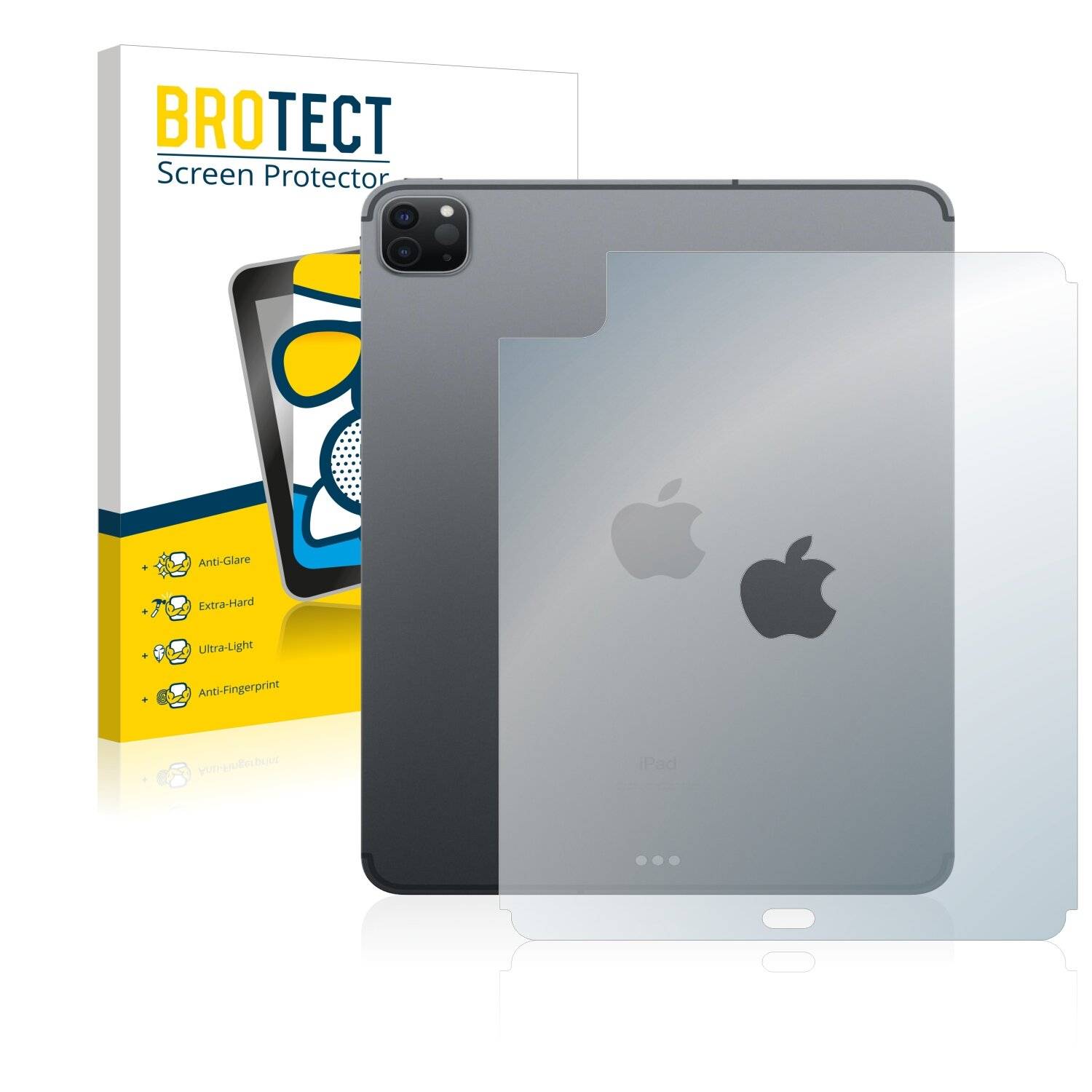 BROTECT AirGlass Matte Schutzglas Folie für Apple iPad Pro 11 WiFi Cellular 2021 (Rückseite,