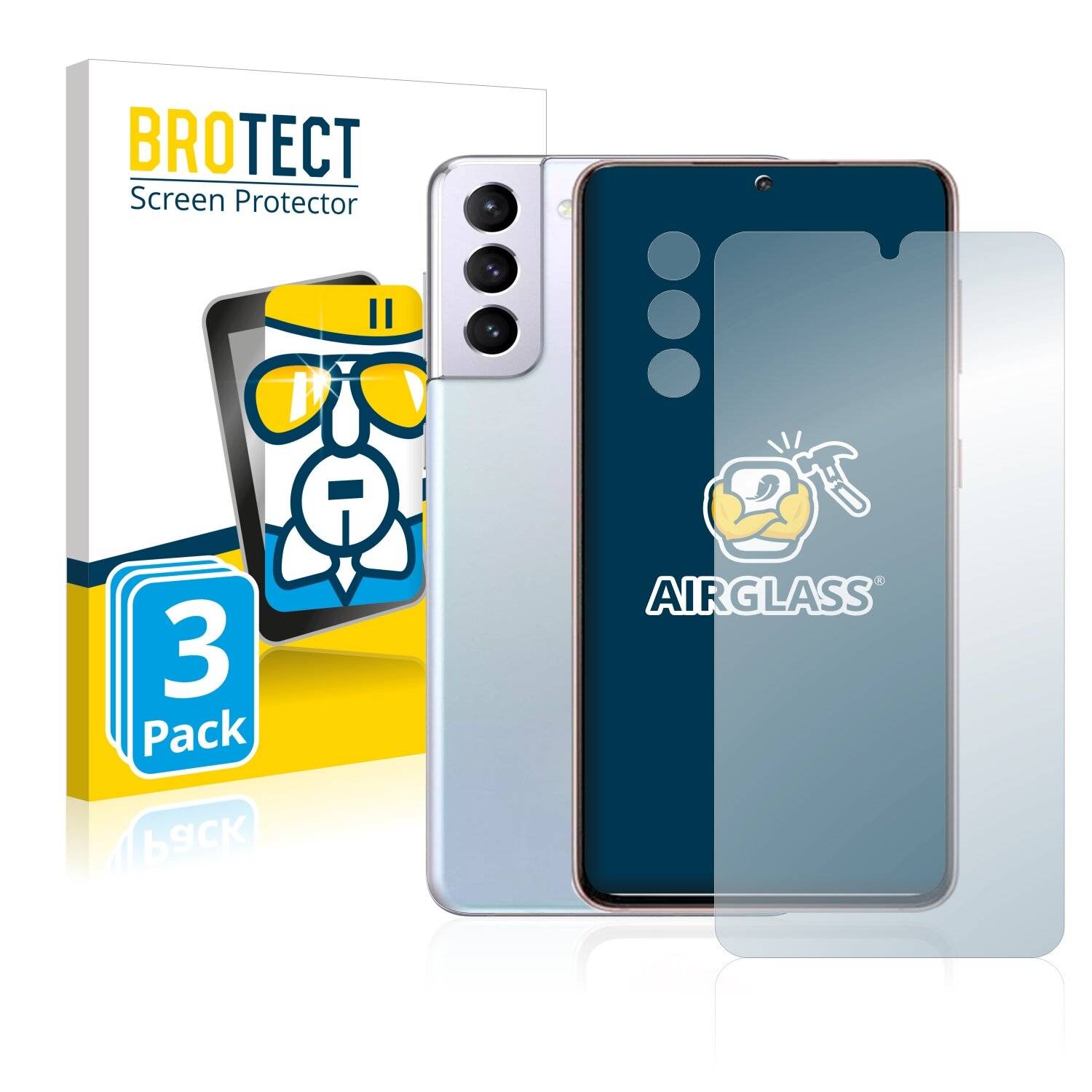 3x BROTECT AirGlass Schutzglas Folie für Samsung Galaxy S21 5G (Vorderseite +