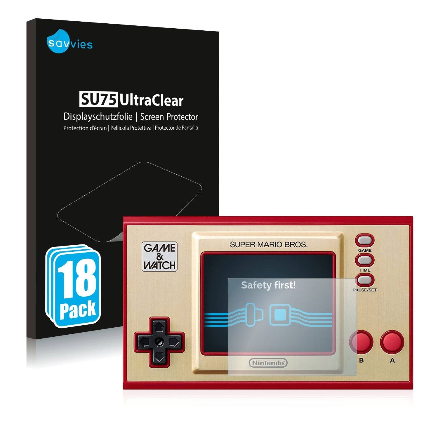 18x Savvies SU75 Displayschutzfolie für Nintendo Game & Watch Super Mario