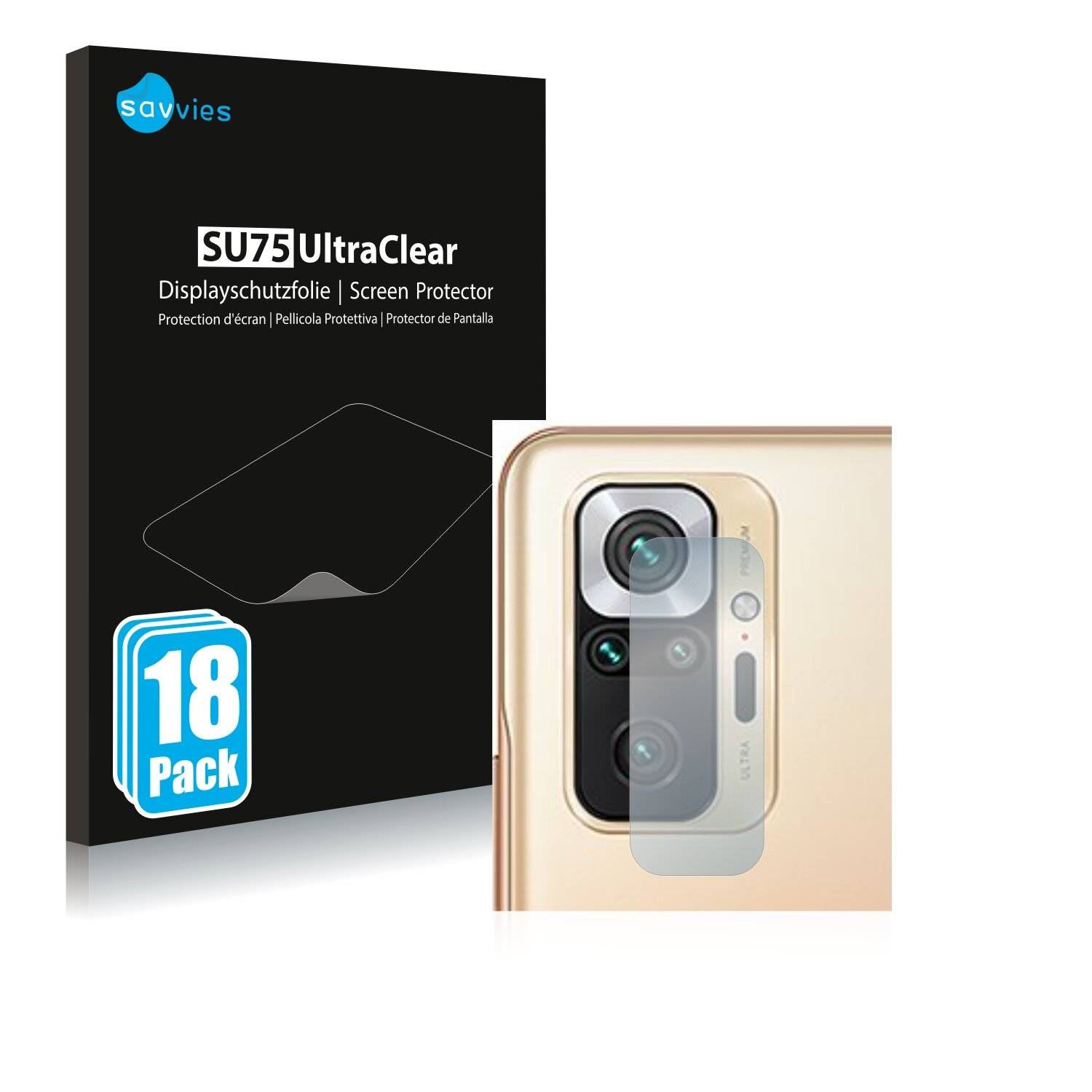 18x Savvies SU75 Displayschutzfolie für Xiaomi Redmi Note 10 Pro Max (NUR