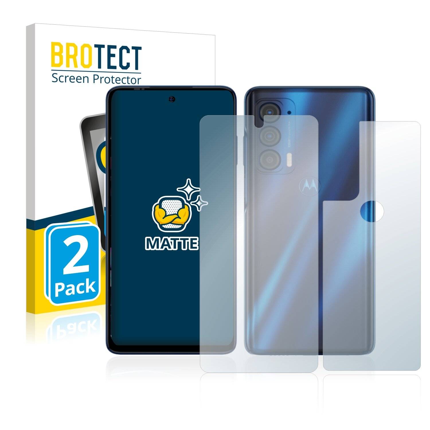 2x BROTECT Matte Displayschutzfolie für Motorola Edge (2021) (Vorder + Rückseite) -