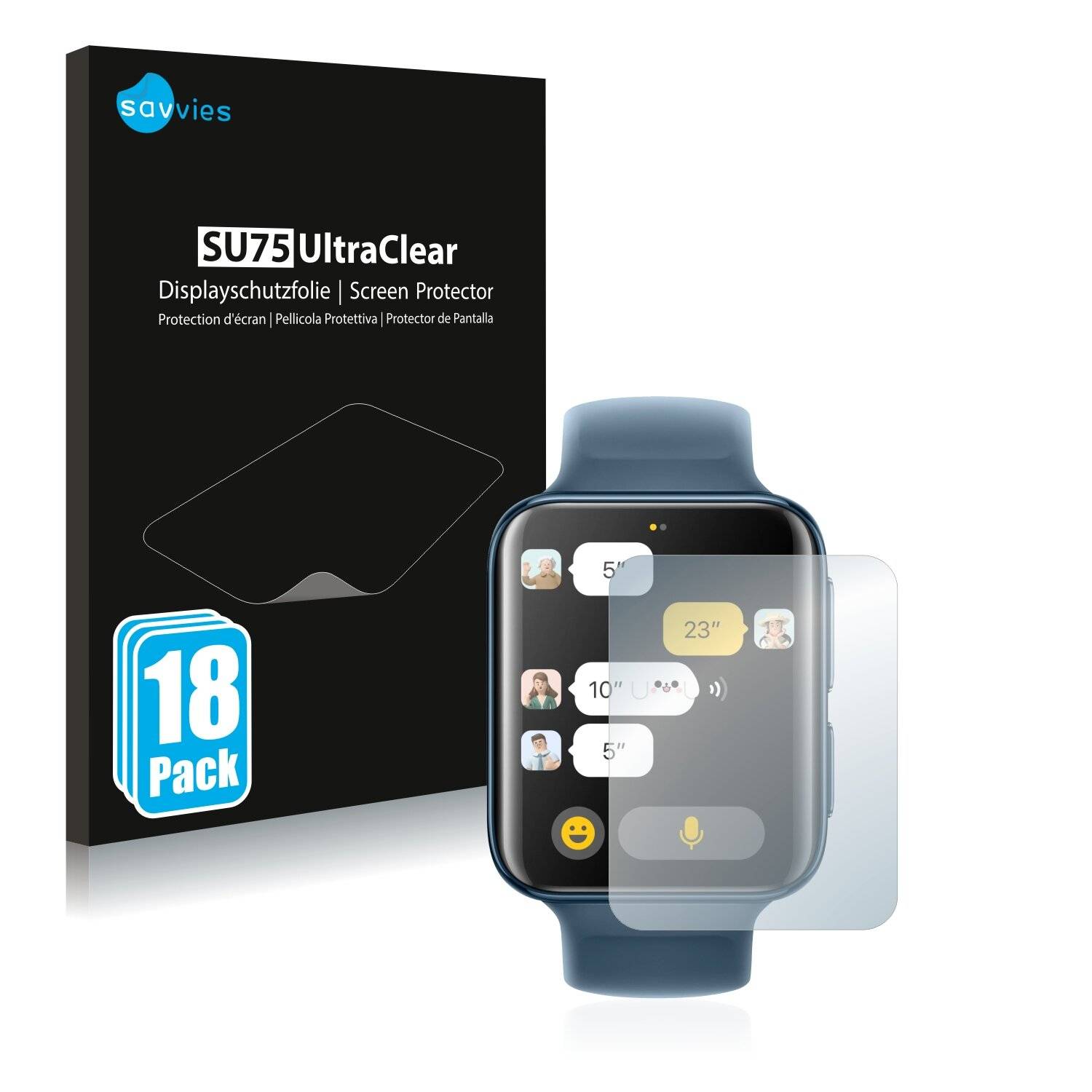 18x Savvies SU75 Displayschutzfolie für Oppo Watch 2 (42