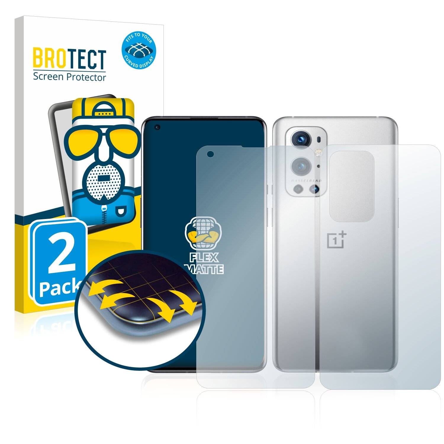 2x BROTECT Flex Matte Full-Cover Displayschutzfolie für OnePlus 9 Pro (Vorder +
