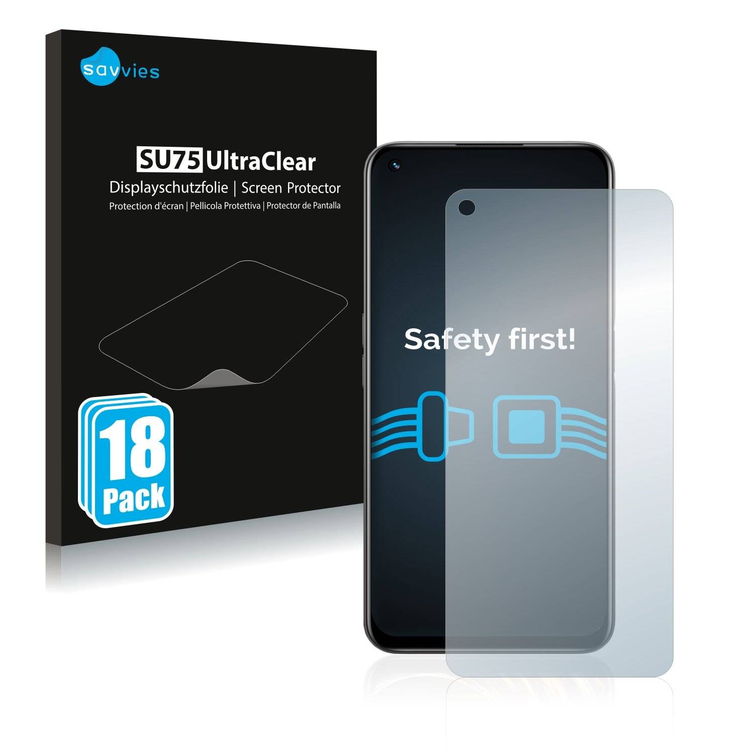 18x Savvies SU75 Displayschutzfolie für Realme