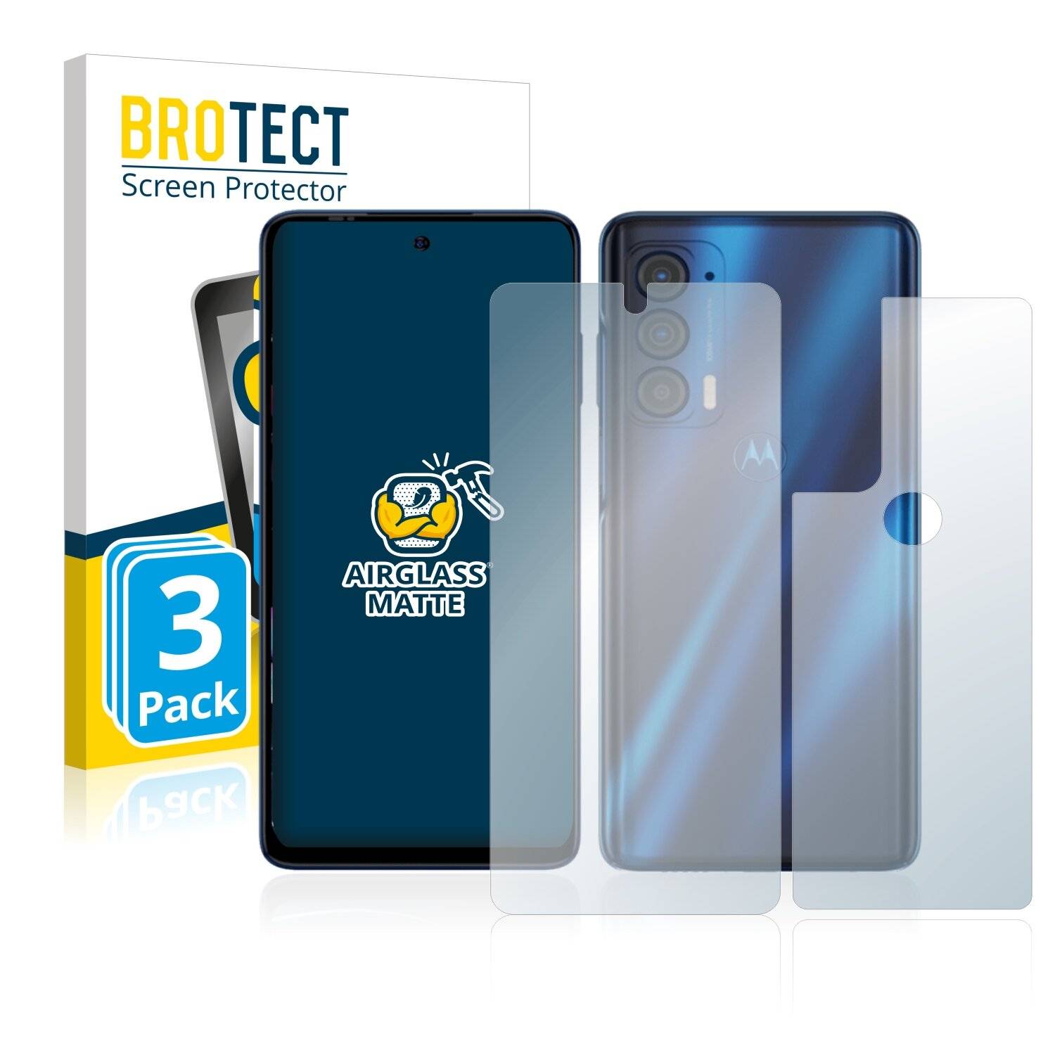 3x BROTECT AirGlass Matte Schutzglas Folie für Motorola Edge (2021) (Vorder +