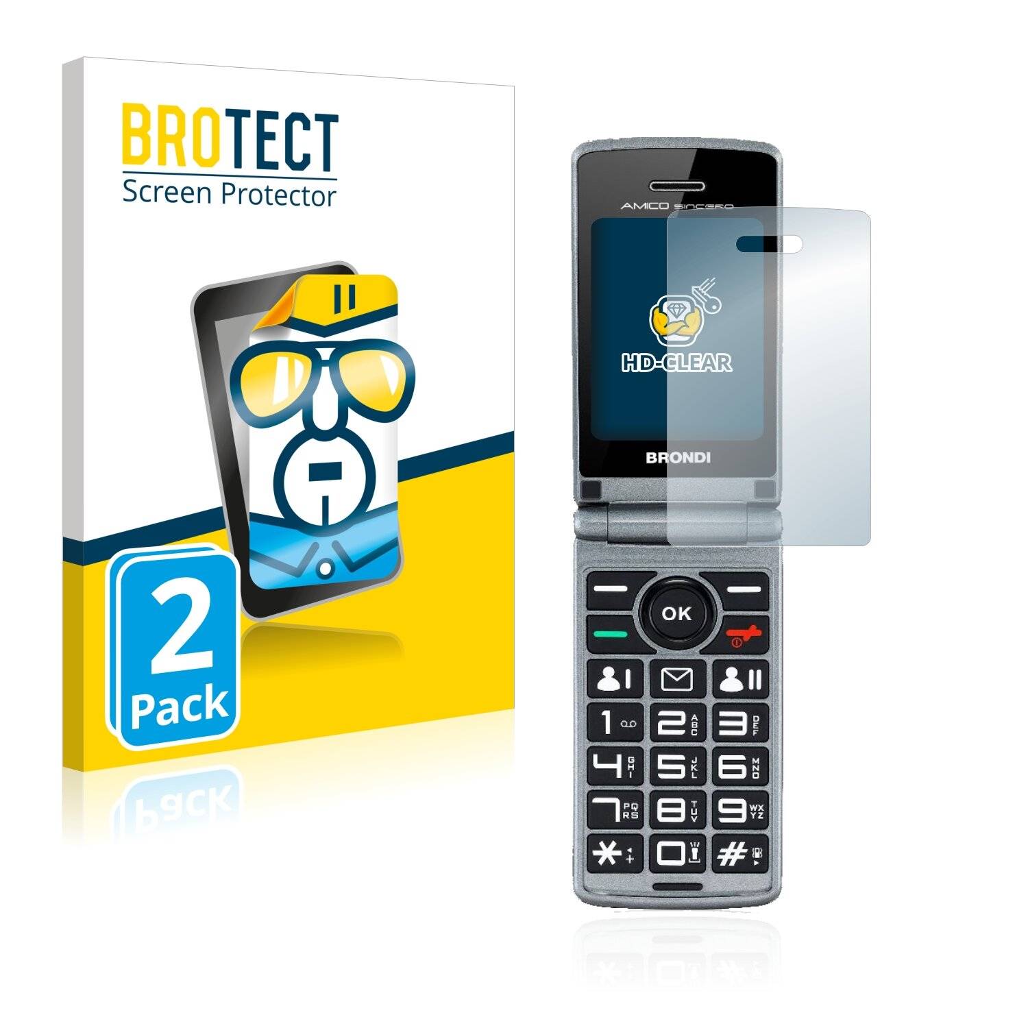 2x BROTECT HD-Clear Displayschutzfolie für Brondi Amico