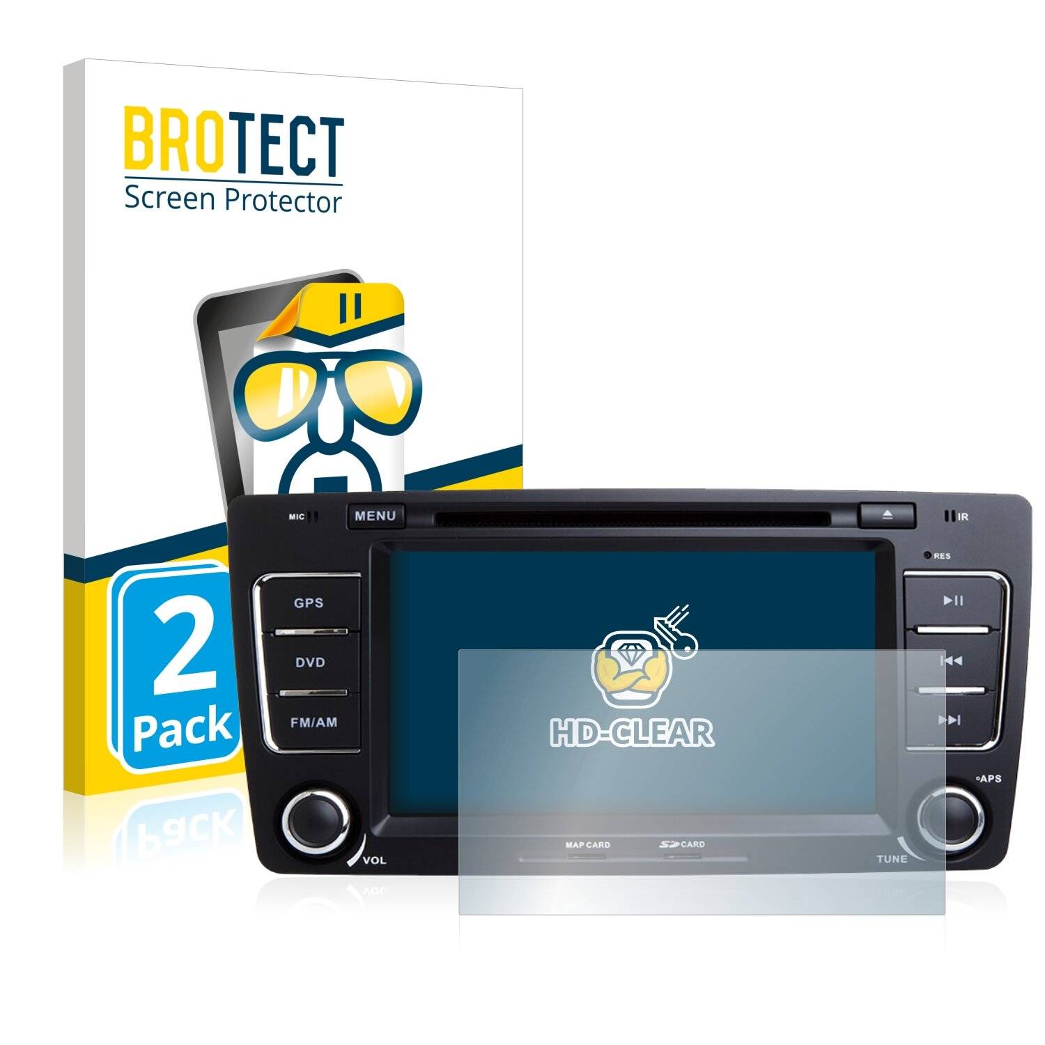 2x BROTECT HD-Clear Displayschutzfolie für Skoda Octavia 2008 Infotainment