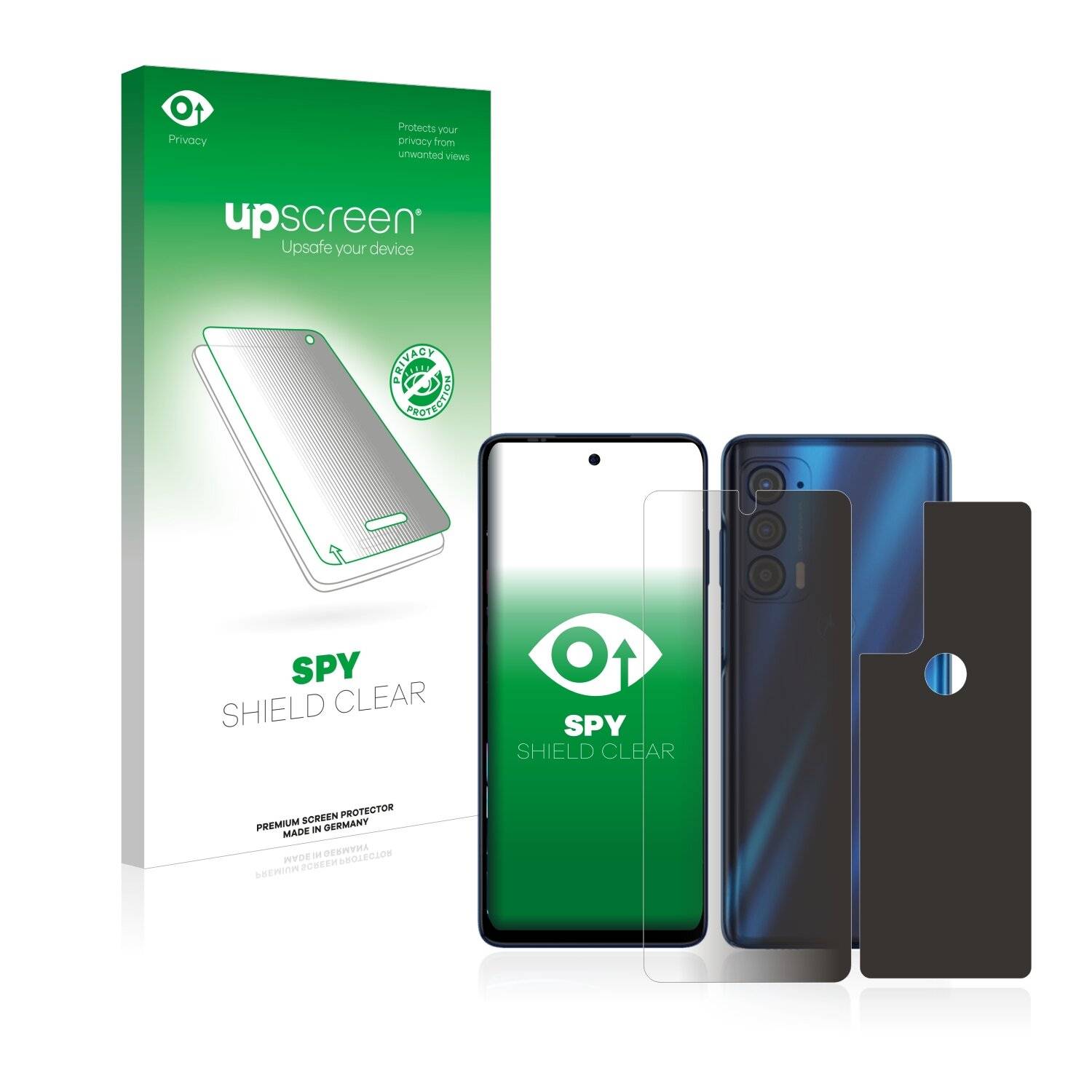 upscreen Spy Shield Clear Premium Blickschutzfolie für Motorola Edge (2021) (Vorder +