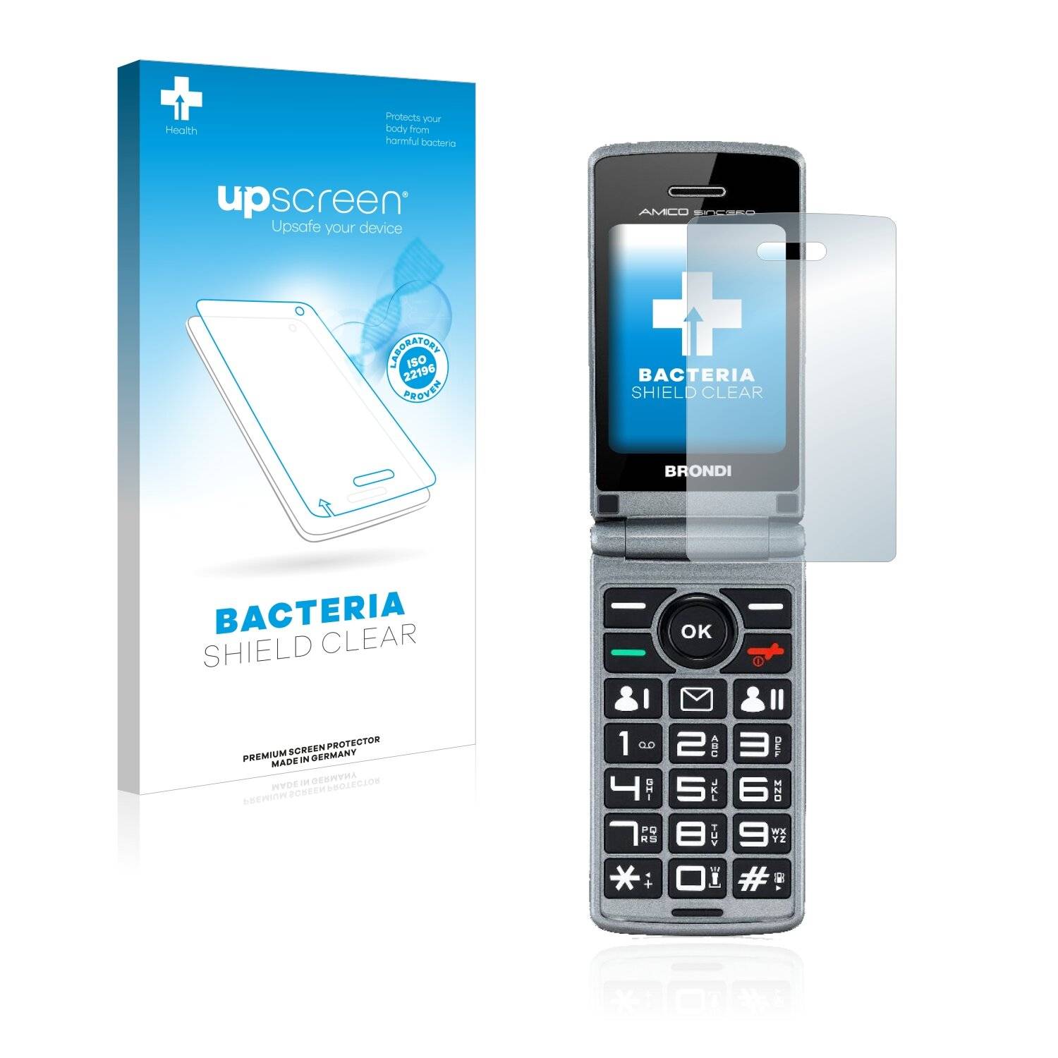 upscreen Bacteria Shield Clear Premium Antibakterielle Displayschutzfolie für Brondi Amico