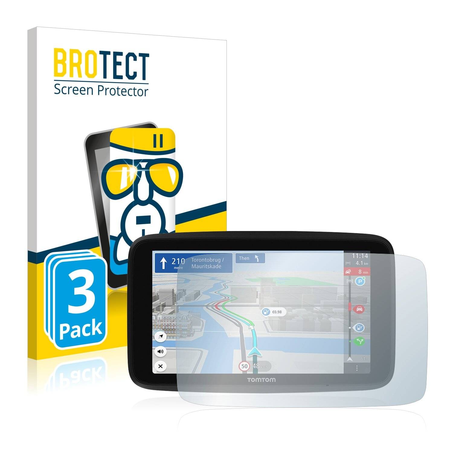 3x BROTECT AirGlass Schutzglas Folie für TomTom GO Discover