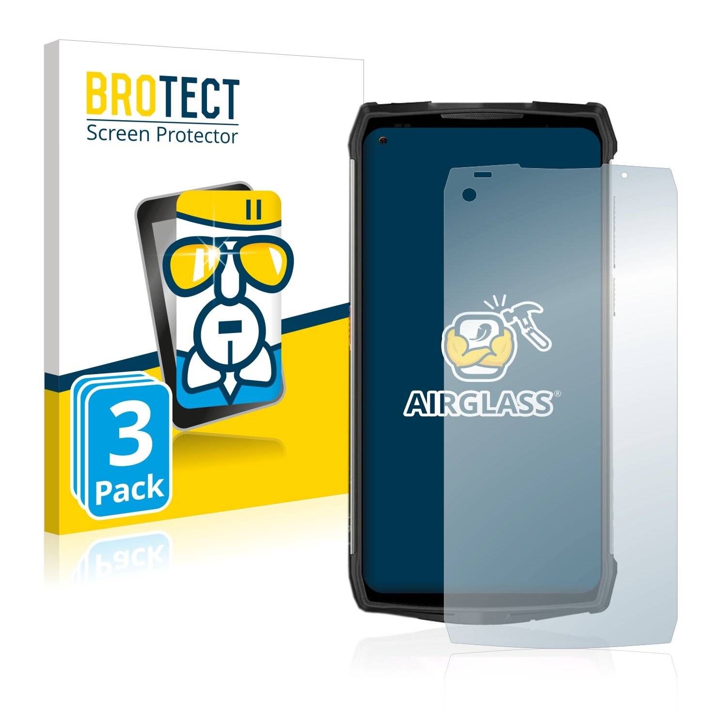 3x BROTECT AirGlass Schutzglas Folie für Ulefone Power Armor