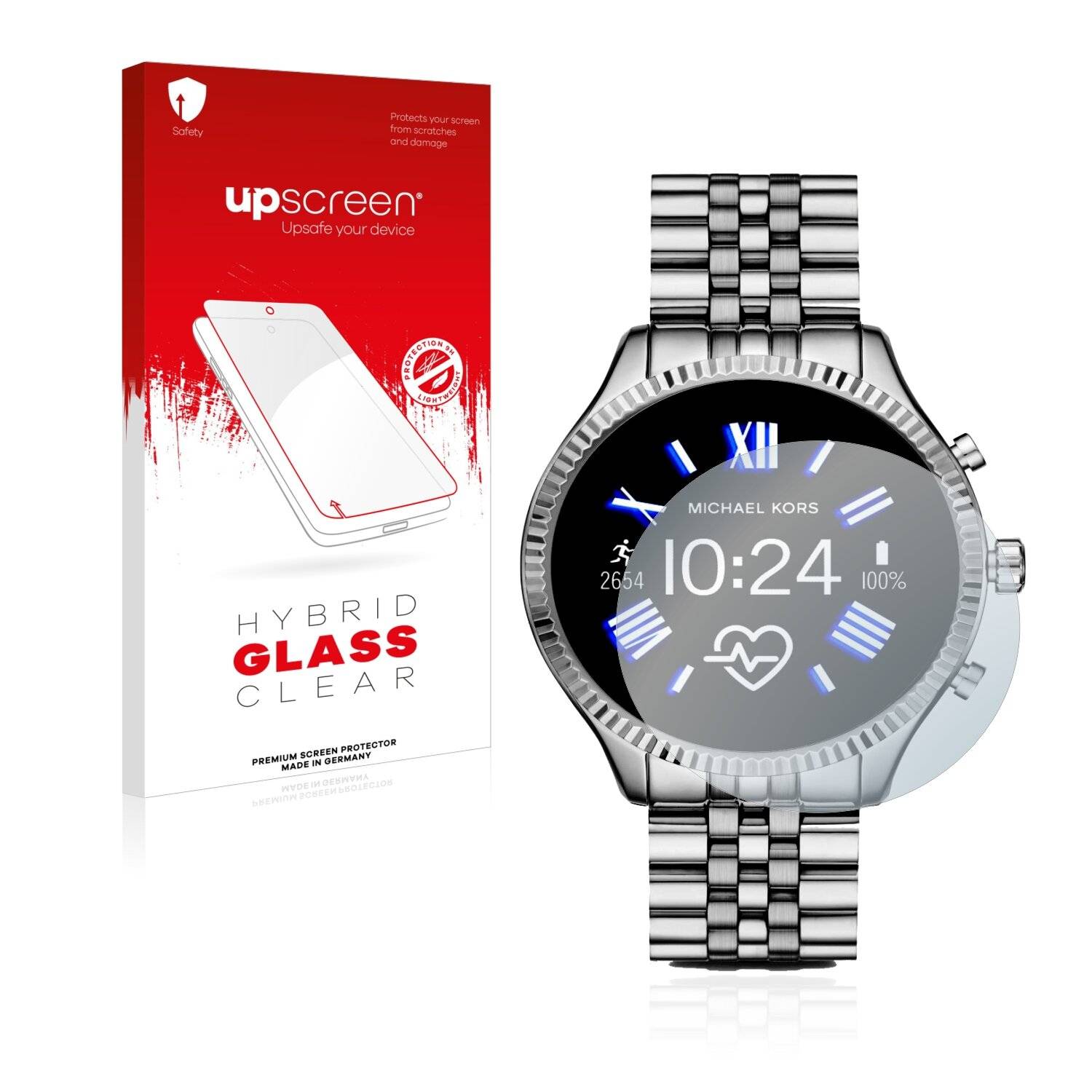 upscreen Hybrid Glass Clear Premium Schutzglas Folie für Michael Kors Access Gen 5