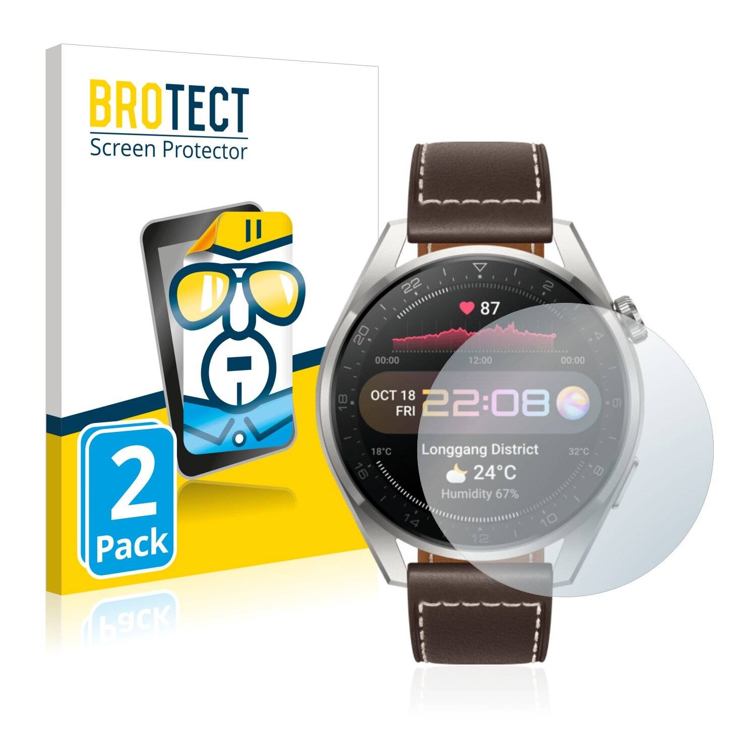 2x BROTECT HD-Clear Displayschutzfolie für Huawei Watch 3