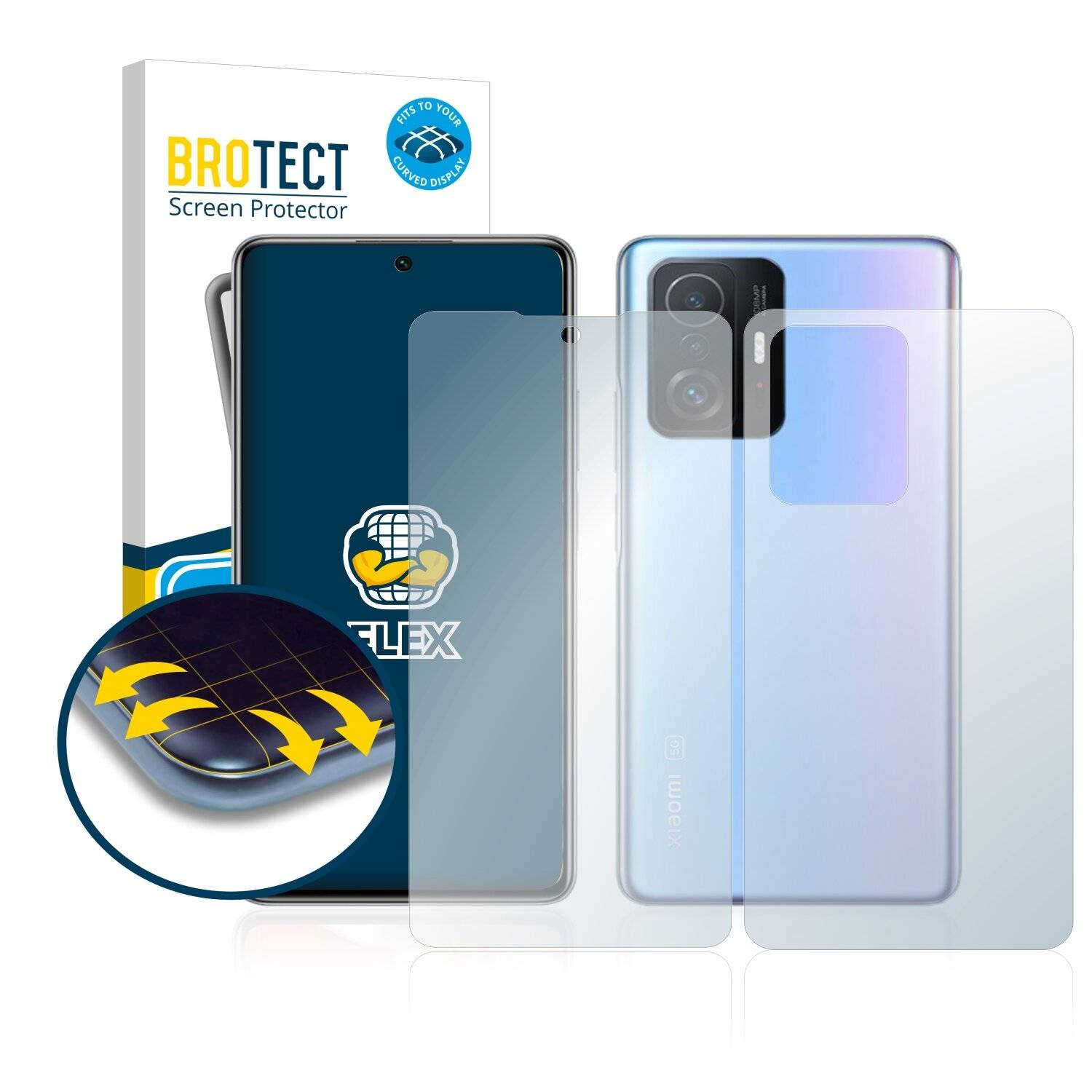 2x BROTECT Flex Full-Cover Displayschutzfolie für Xiaomi 11T Pro (Vorder +