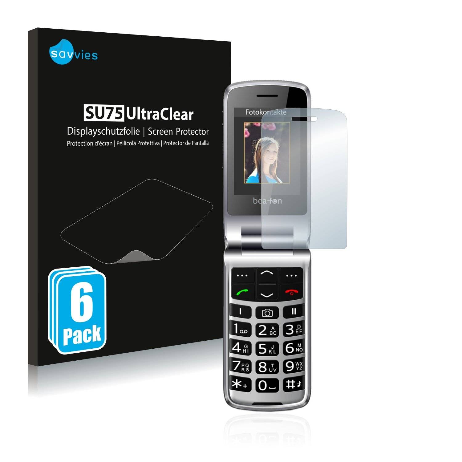6x Savvies SU75 Displayschutzfolie für Beafon SL595 plus (Inneres