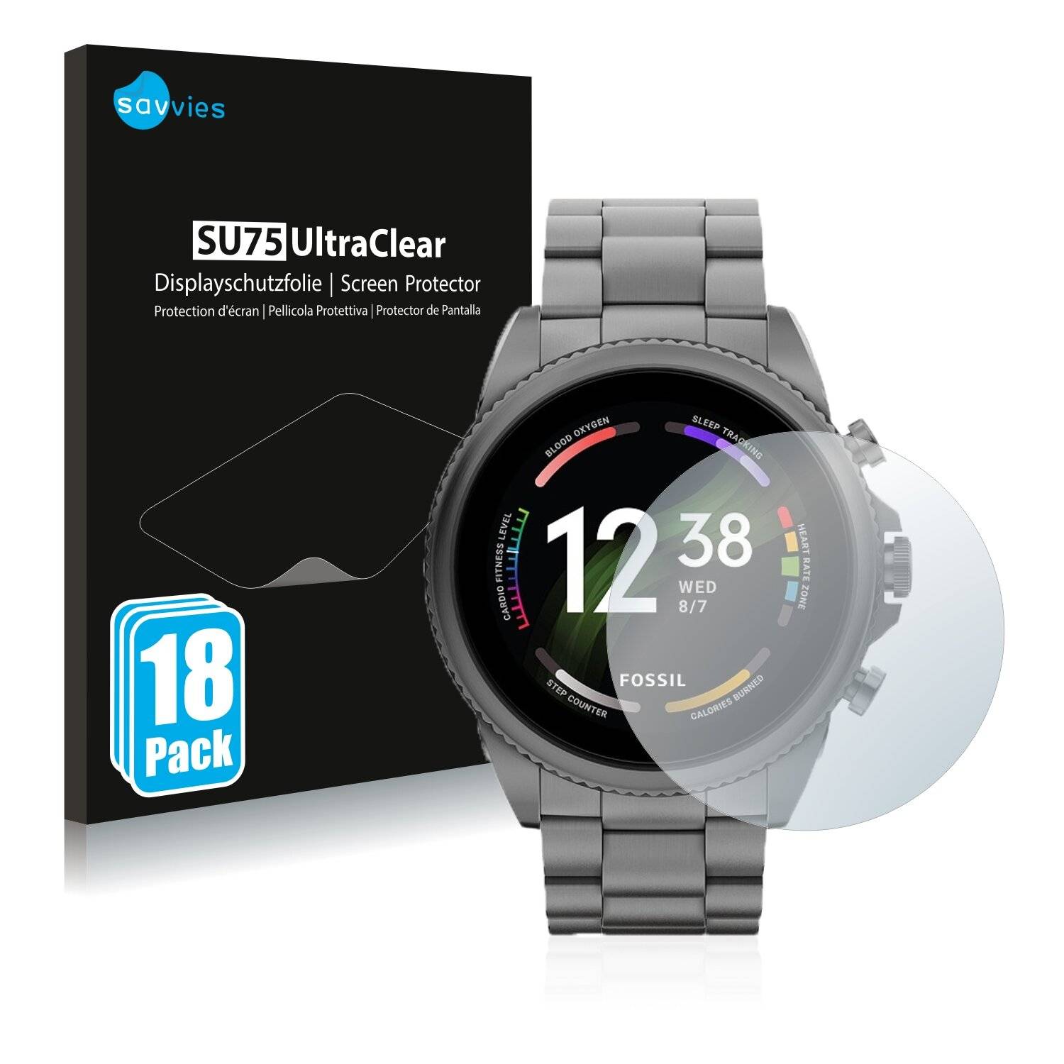 18x Savvies SU75 Displayschutzfolie für Fossil Gen 6