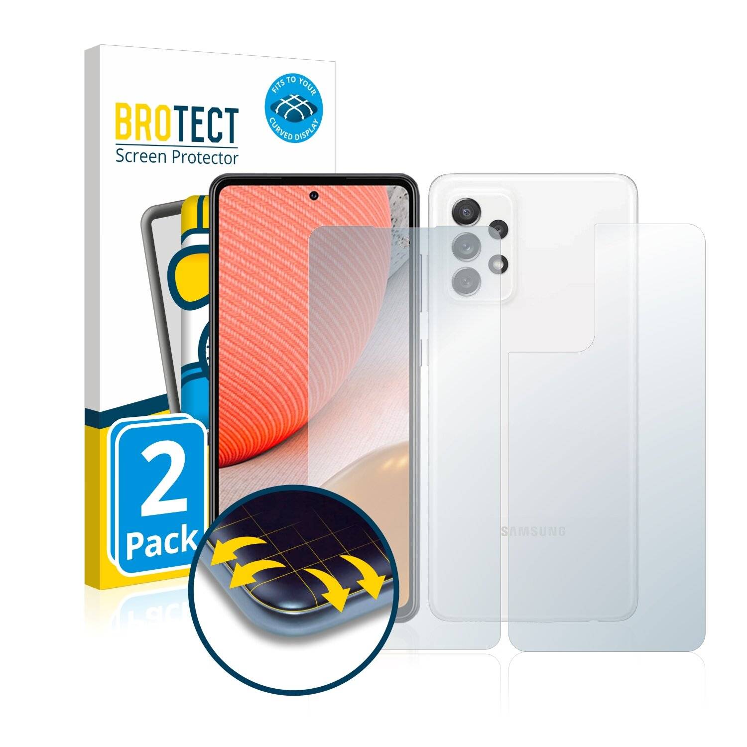 2x BROTECT Flex Matte Full-Cover Displayschutzfolie für Samsung Galaxy A72 (Vorder +