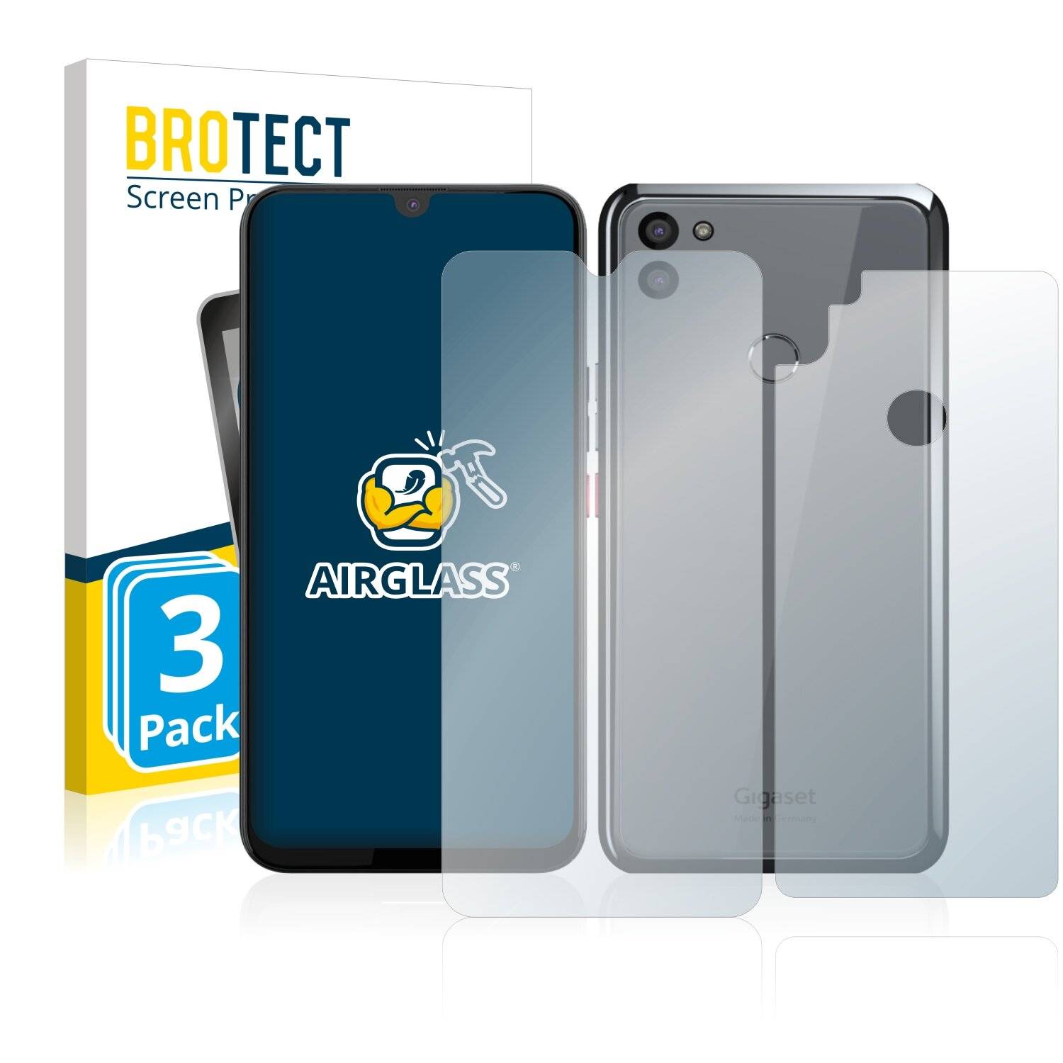 3x BROTECT AirGlass Schutzglas Folie für Gigaset GS5 (Vorder +
