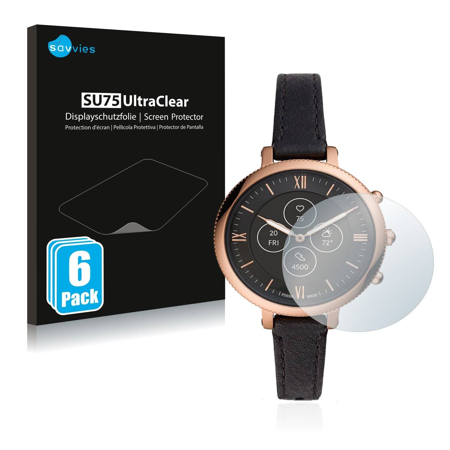 6x Savvies SU75 Displayschutzfolie für Fossil Monroe Hybrid