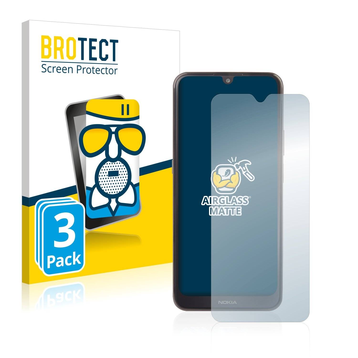 3x BROTECT AirGlass Matte Schutzglas Folie für Nokia G300