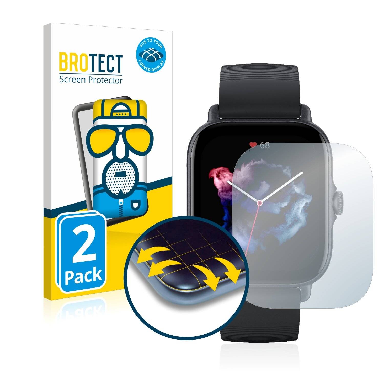 2x BROTECT Flex Matte Full-Cover Displayschutzfolie für Huami Amazfit GTS