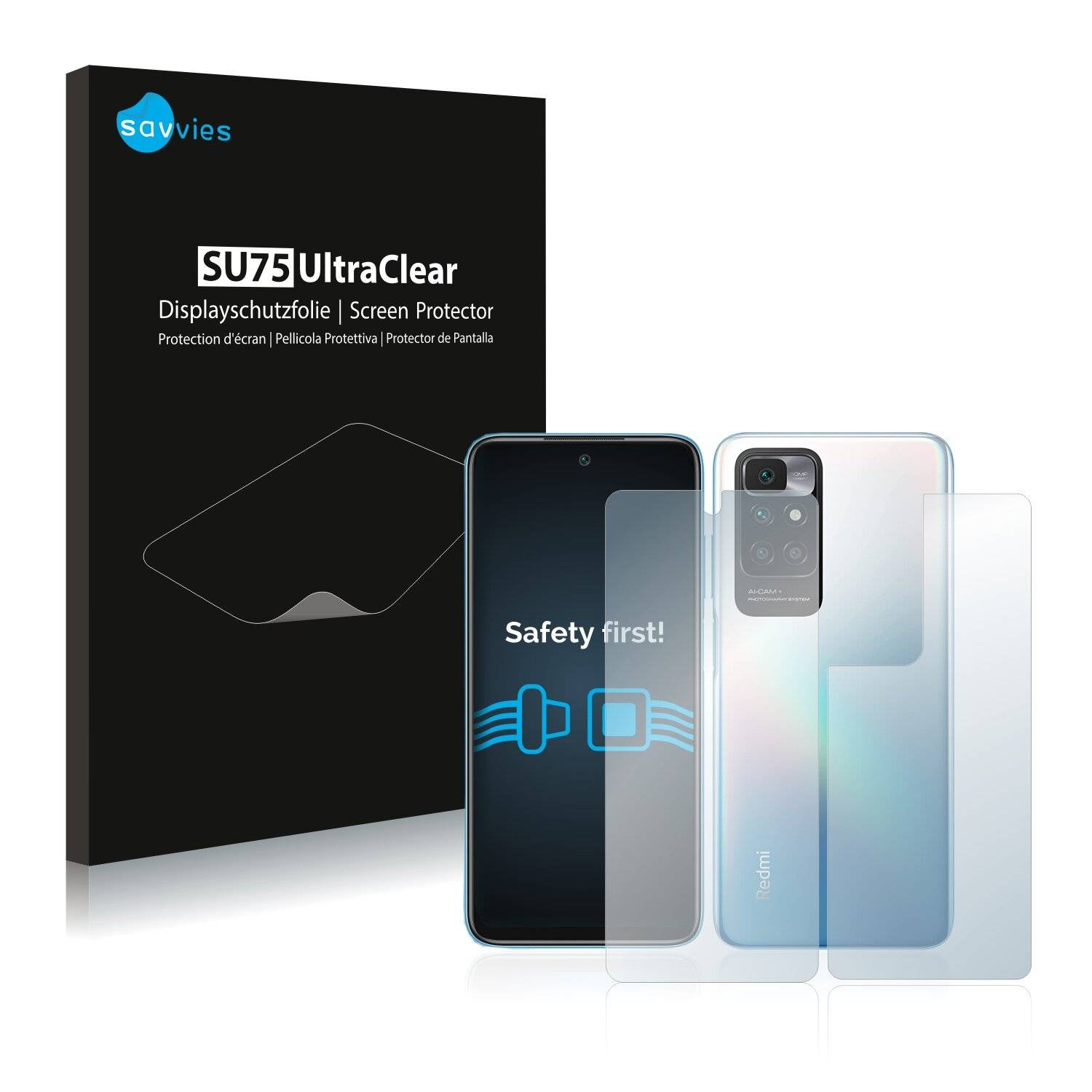 18x Savvies SU75 Displayschutzfolie für Xiaomi Redmi 10 Prime (Vorder +
