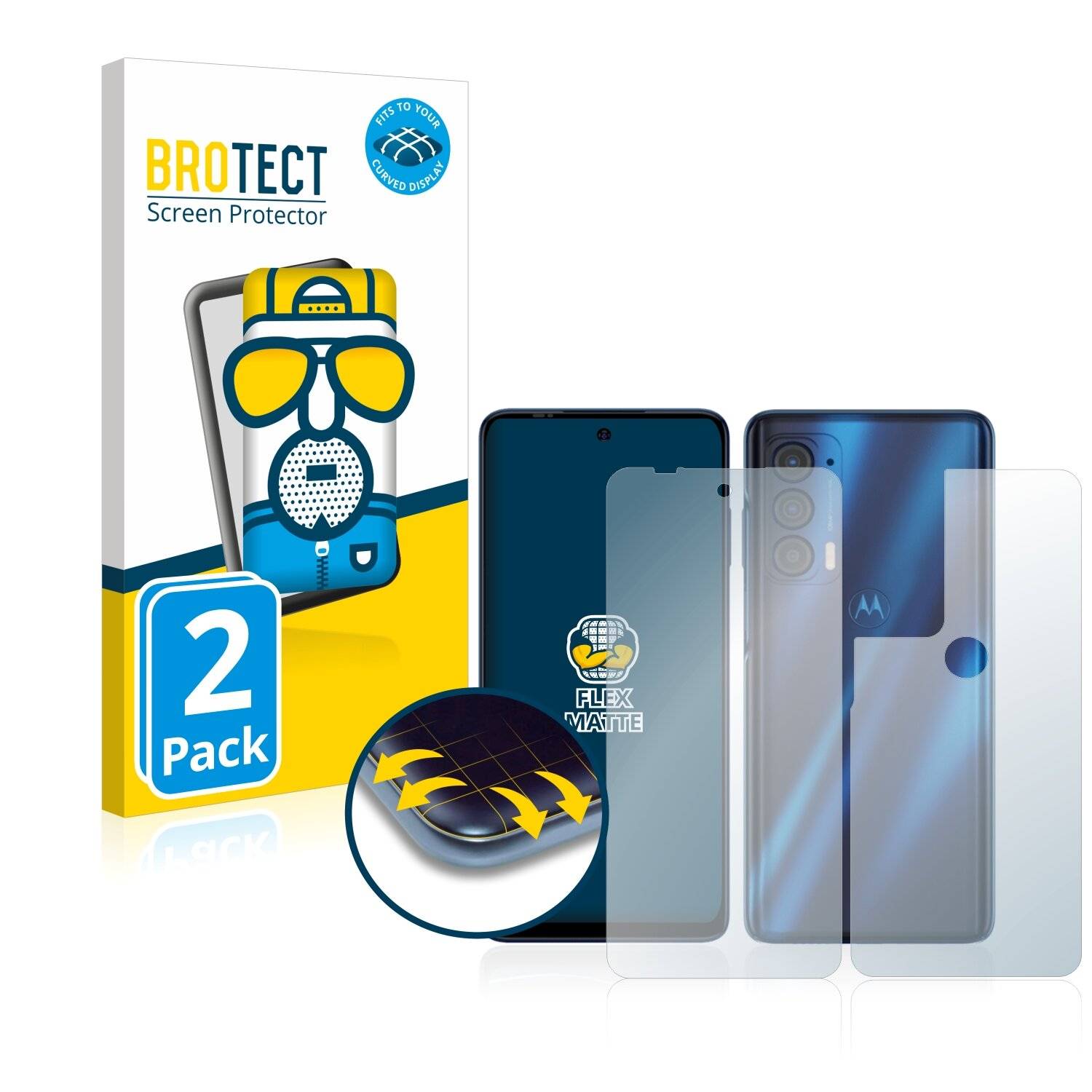 2x BROTECT Flex Matte Full-Cover Displayschutzfolie für Motorola Edge (2021) (Vorder +