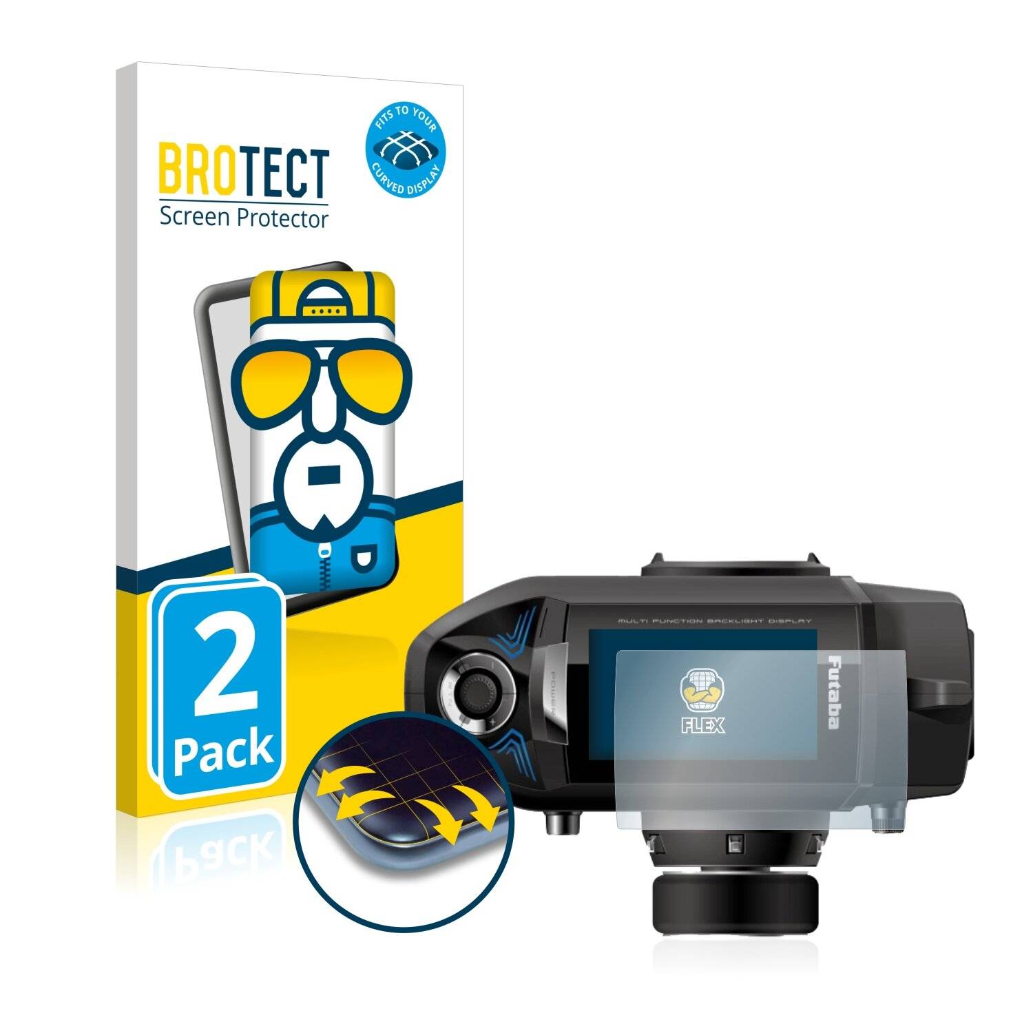 2x BROTECT Flex Full-Cover Displayschutzfolie für Futaba 4PM