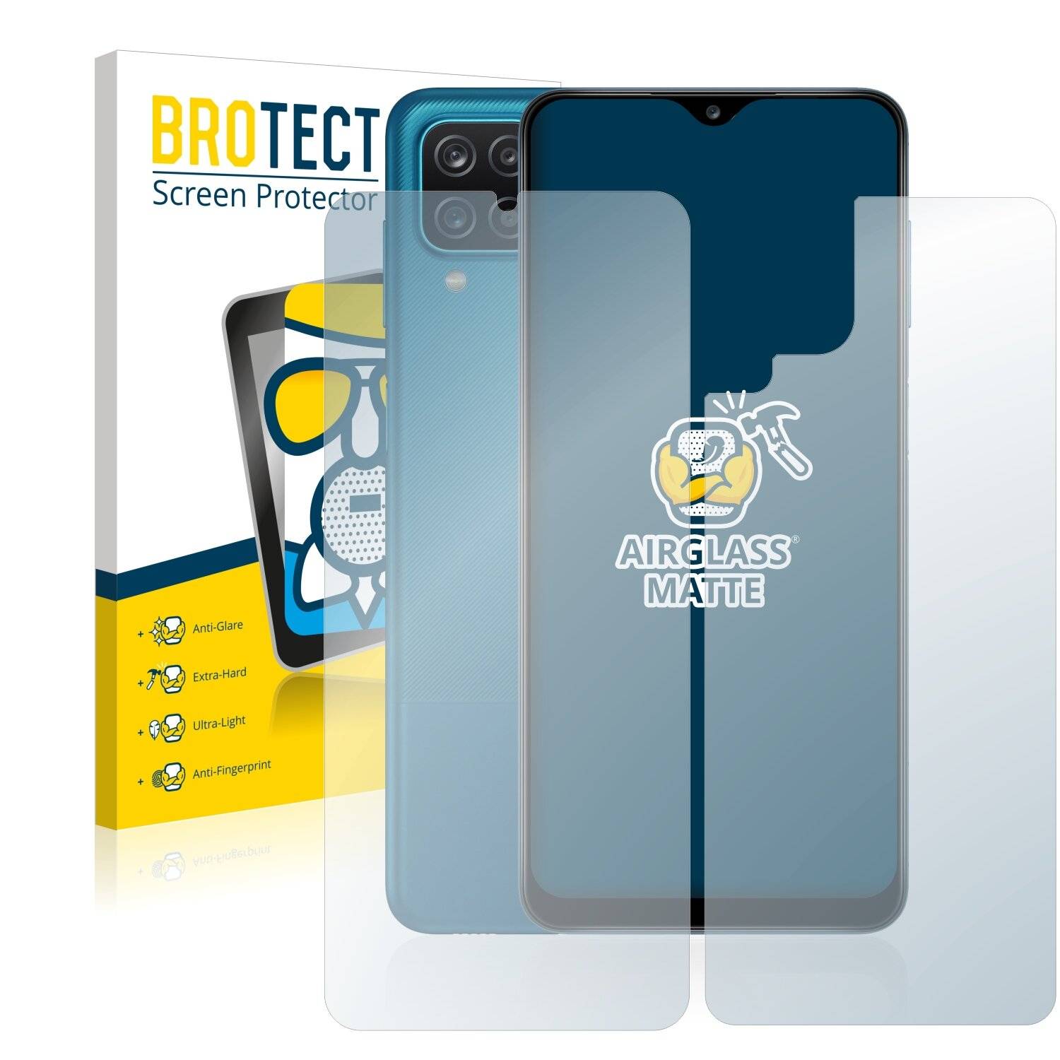 BROTECT AirGlass Matte Schutzglas Folie für Samsung Galaxy A12 (Vorder +