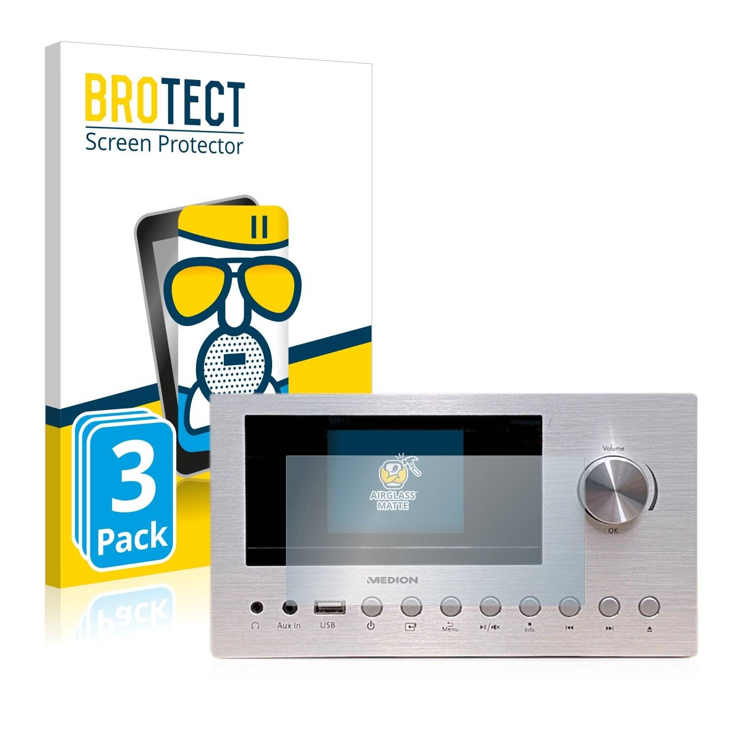 3x BROTECT AirGlass Matte Schutzglas Folie für Medion Life