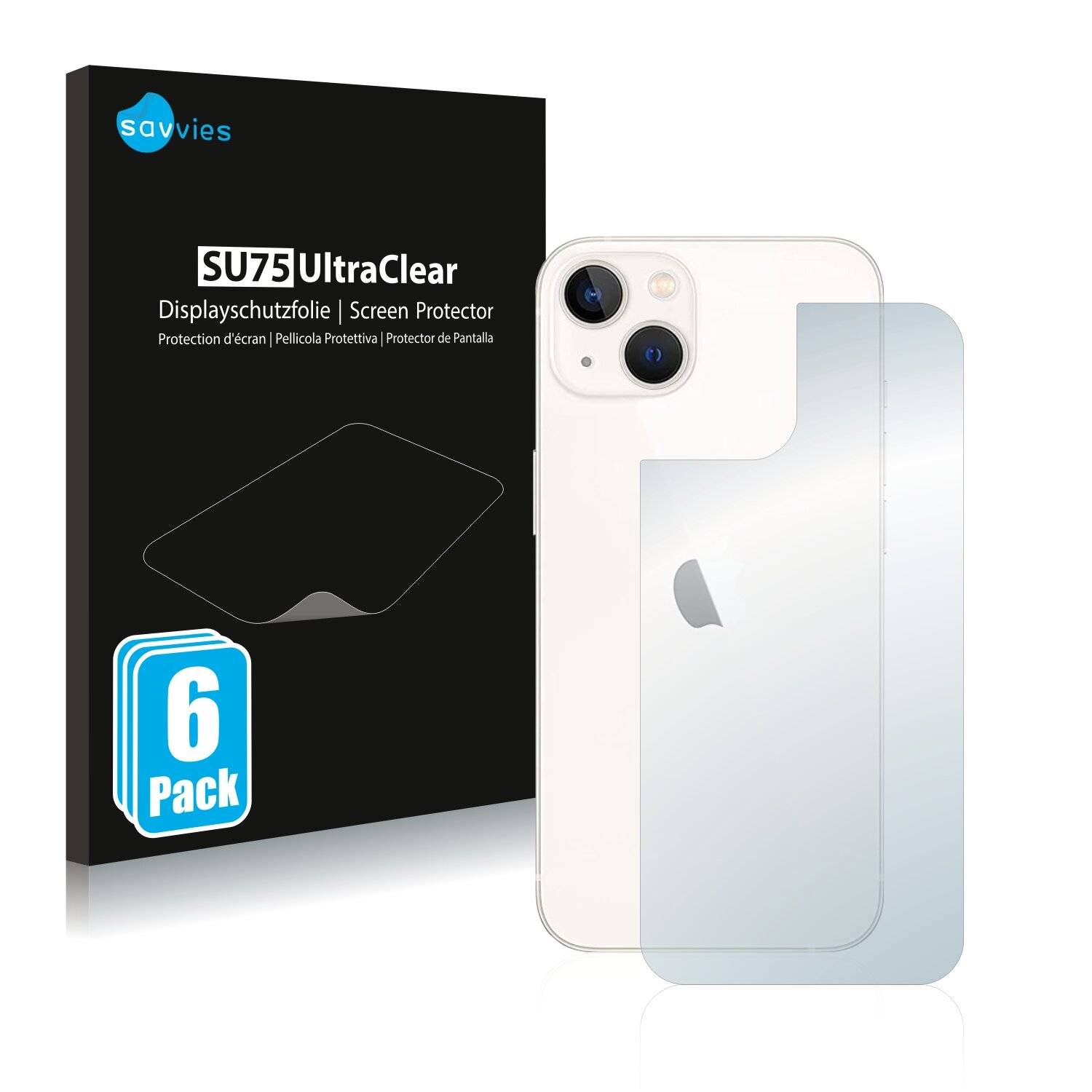 6x Savvies SU75 Displayschutzfolie für Apple iPhone 13