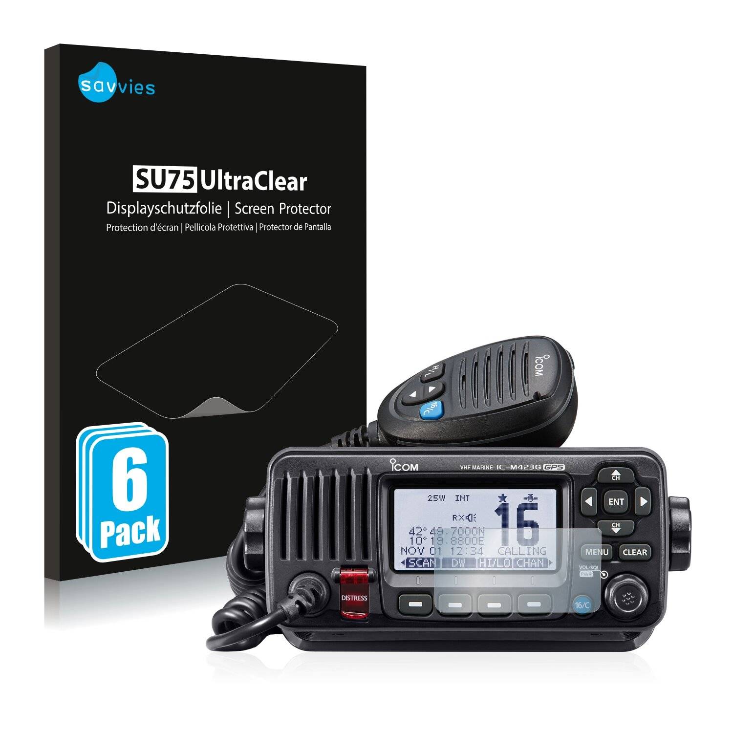6x Savvies SU75 Displayschutzfolie für Icom